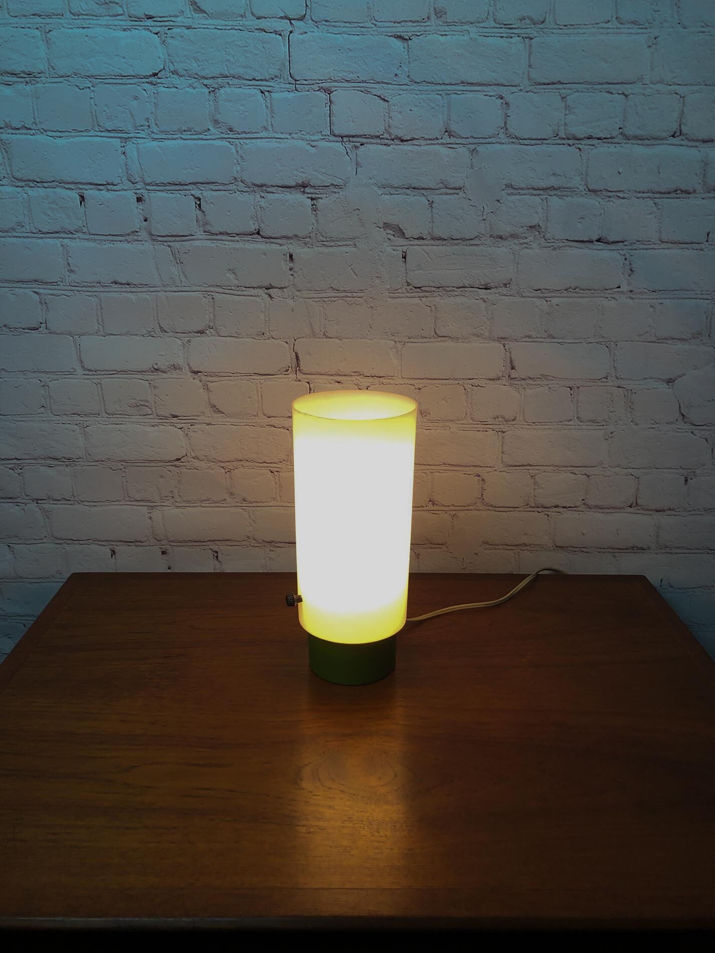 Mid Century Acrylic Table Lamp, Industrial Column Table Lamp, Clockwork