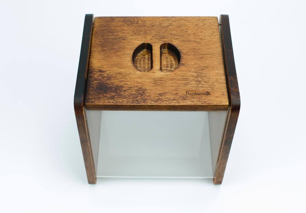 Rare Baribocraft Canister designed by Andre Morin, Wood Canister