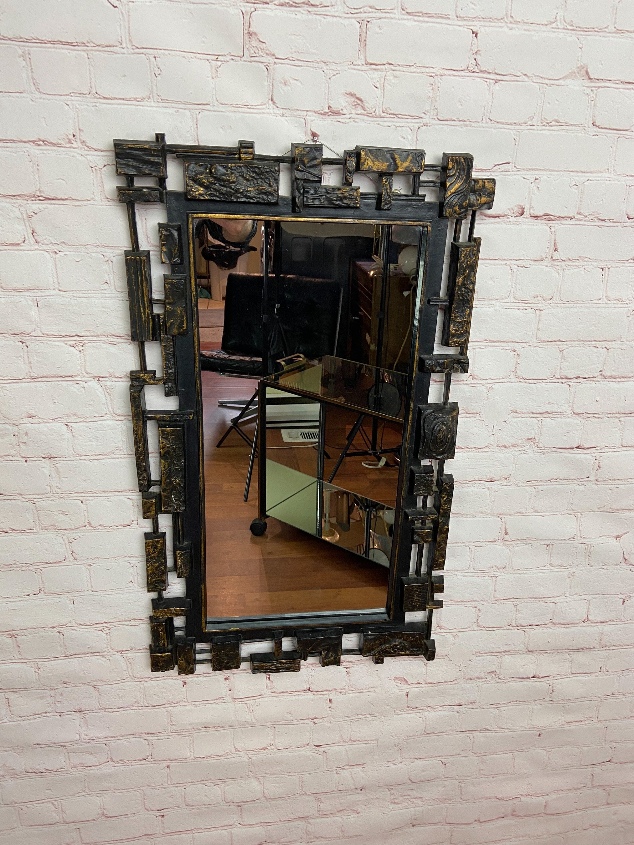 Brutalist Mirror, Dart Brutalist Mirror, Mid Century Modern Mirror, Mid