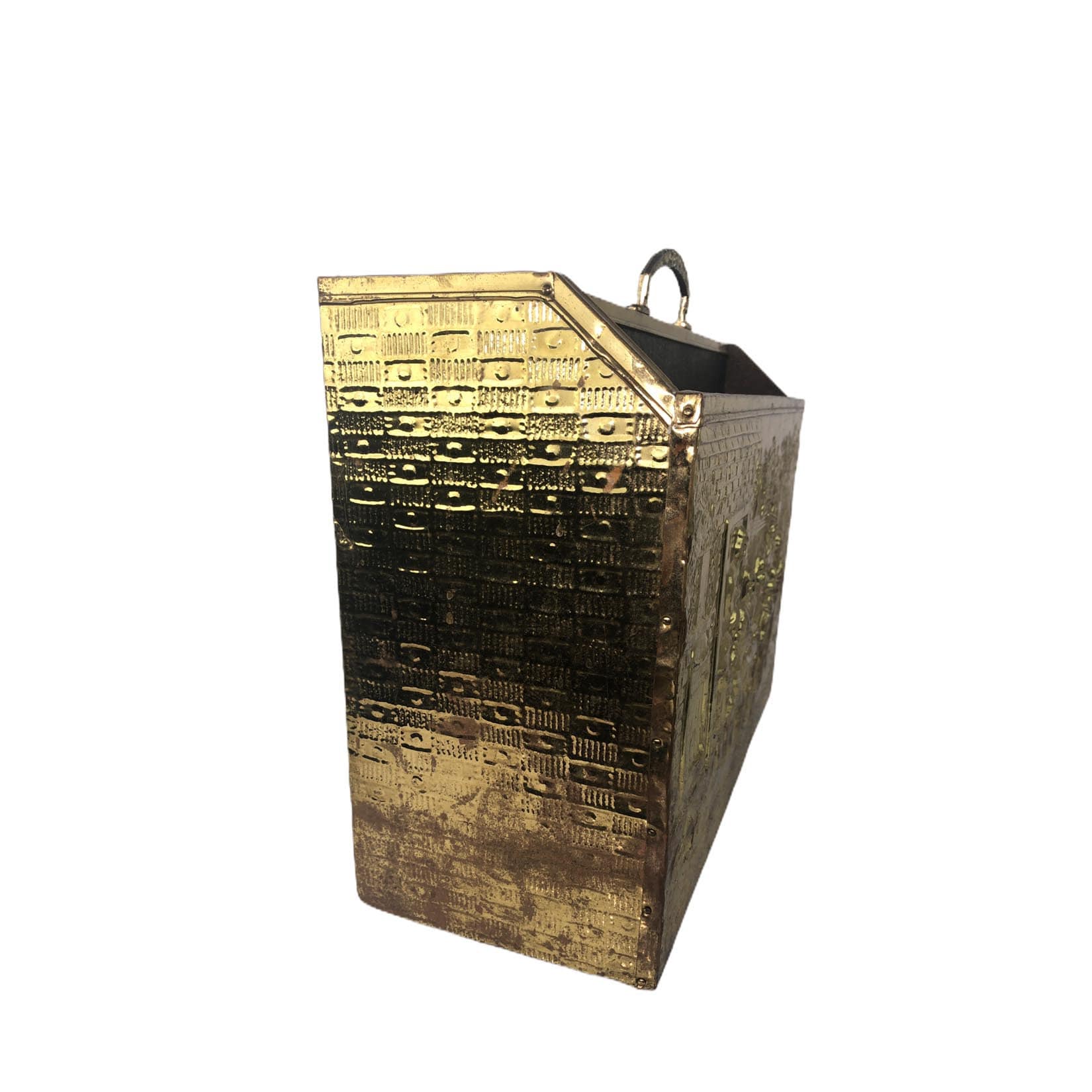 Lombard Brass Embossed Magazine Rack Brass Magazine Rack, Brass