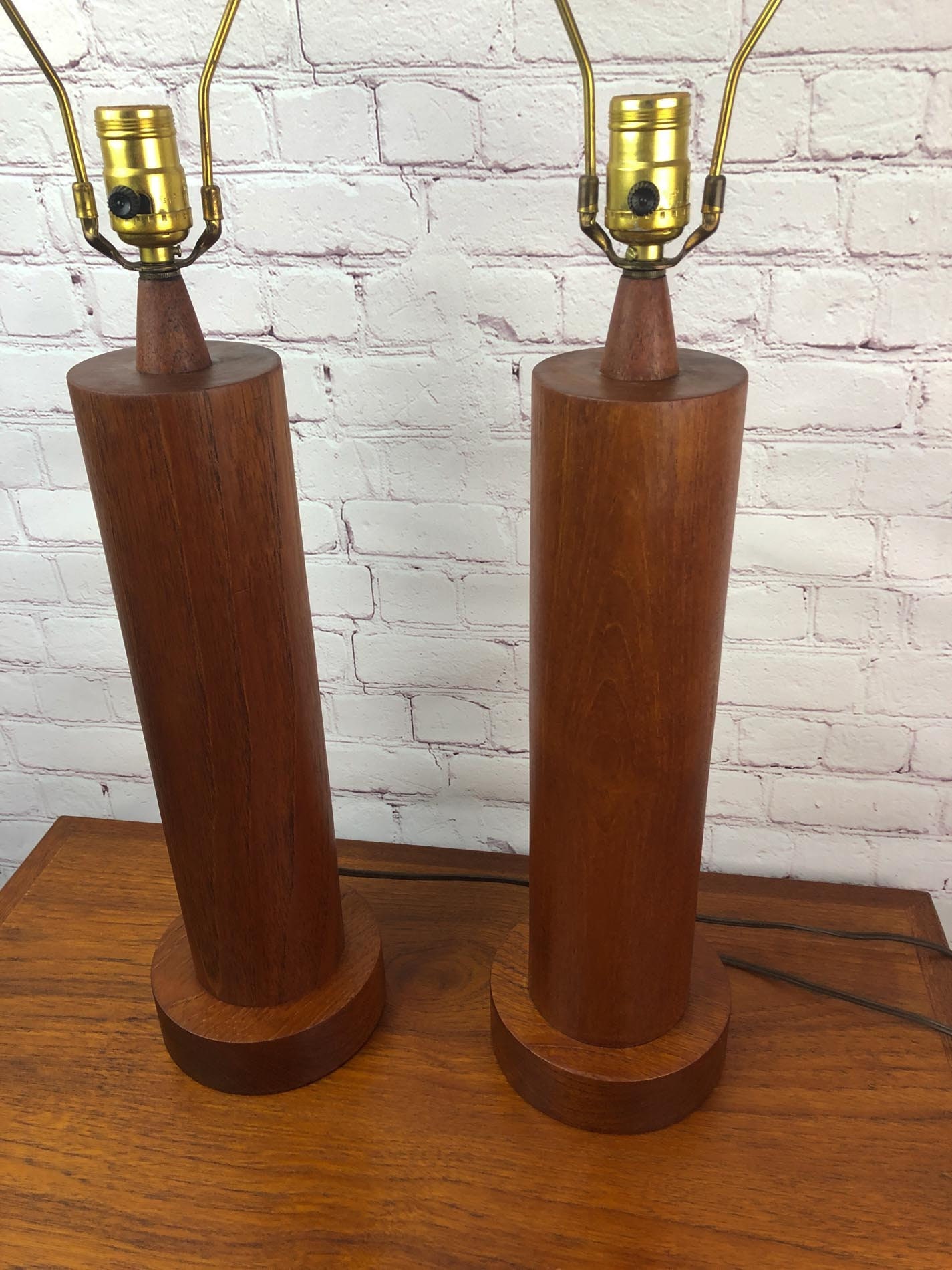 Mid Century Table Lamp (PAIR AVAILABLE), Teak Table Lamp Solid Teak