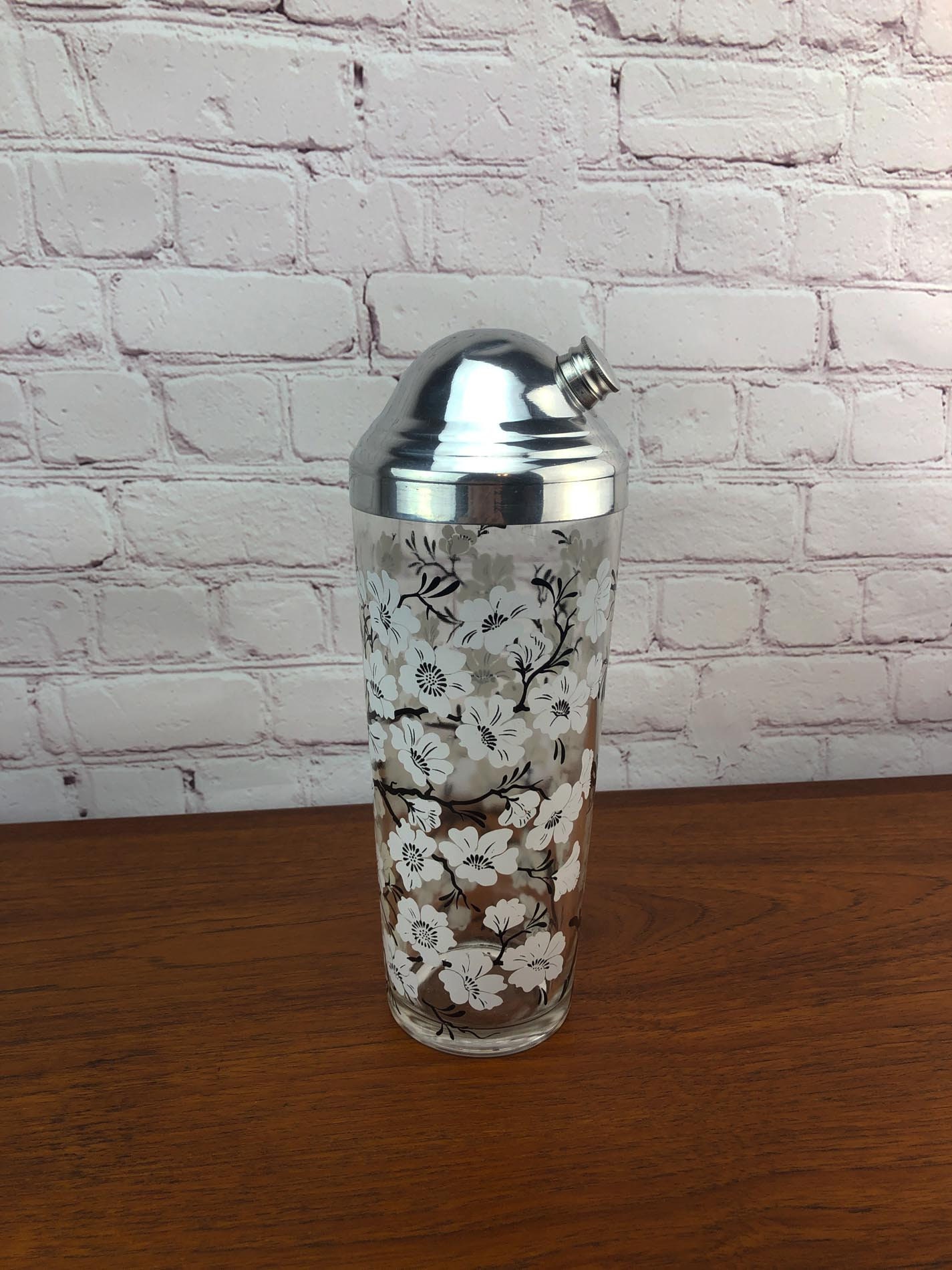 Cocktail Shaker, Hazel Atlas Cherry Blossom Cocktail Shaker, 1940s