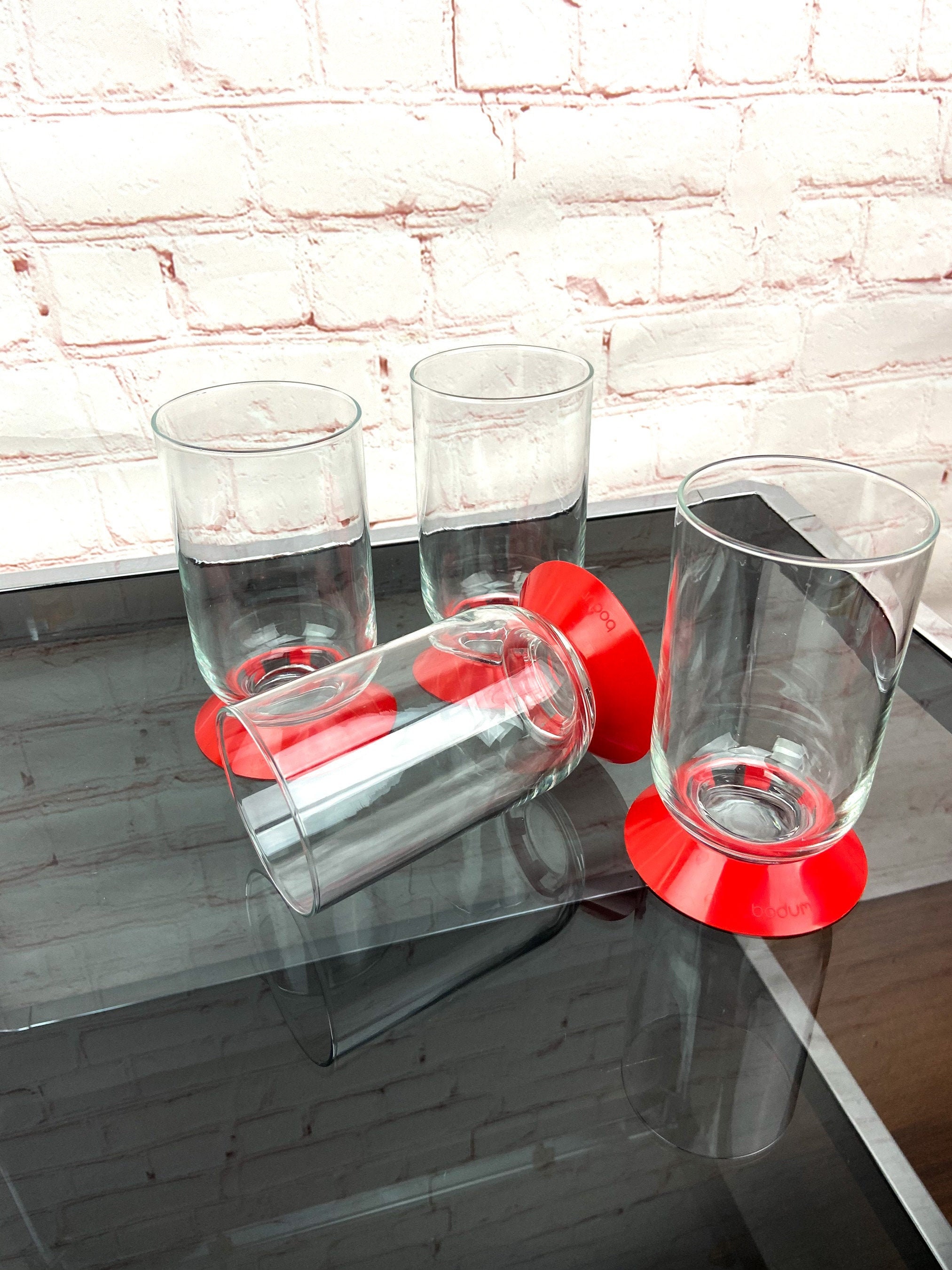 Bodum Glasses, Orange Base Bodum Glasses, Bodum Switzerland Glasses