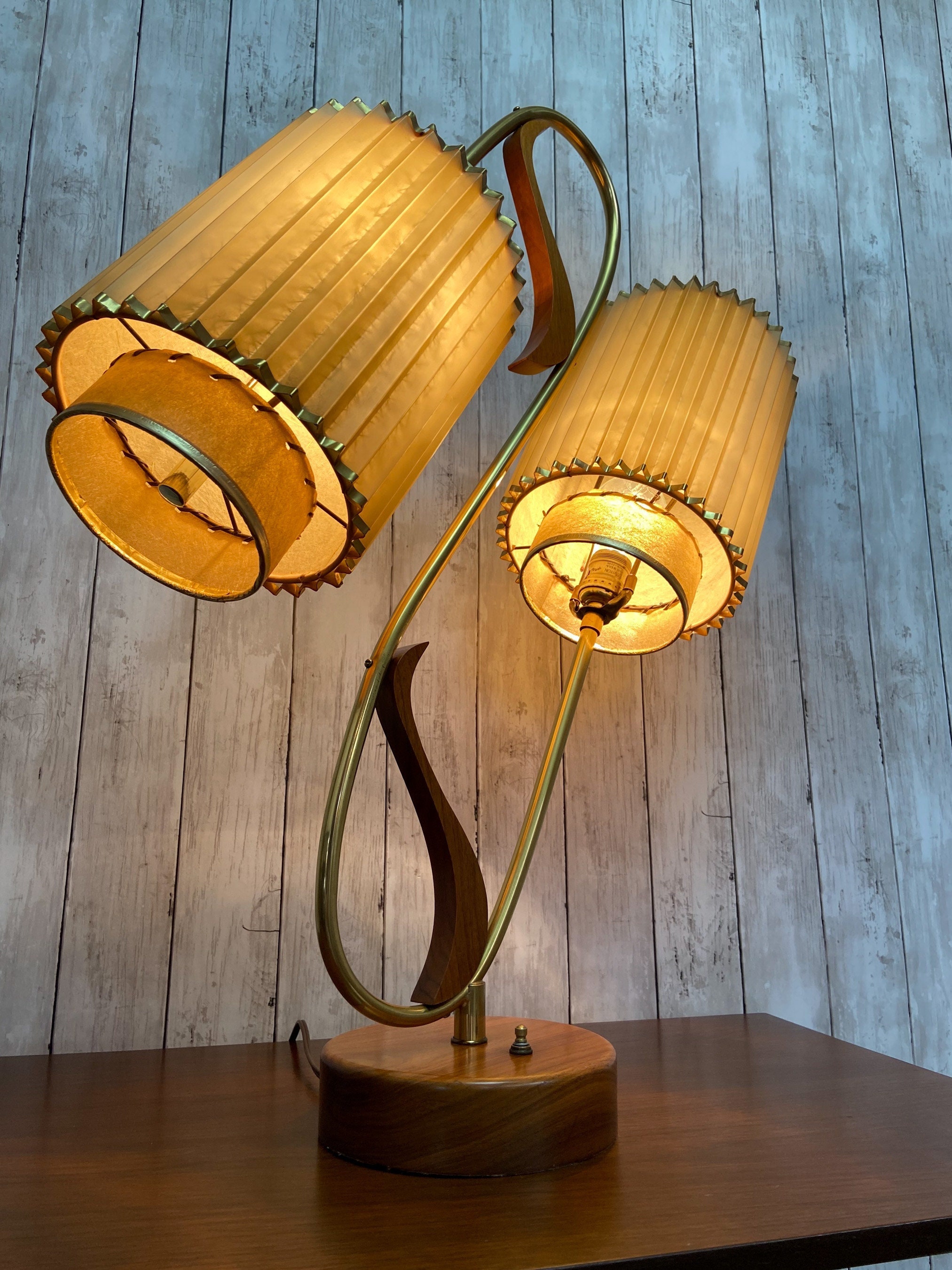 Mid Century Table Lamp Vintage Table Lamp Mid Century Walnut Lamp
