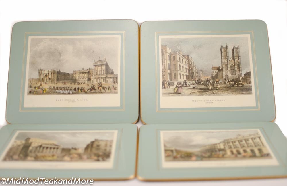 Vintage Sewell Melamine Felt Backed Small Placemats with Scenes of London