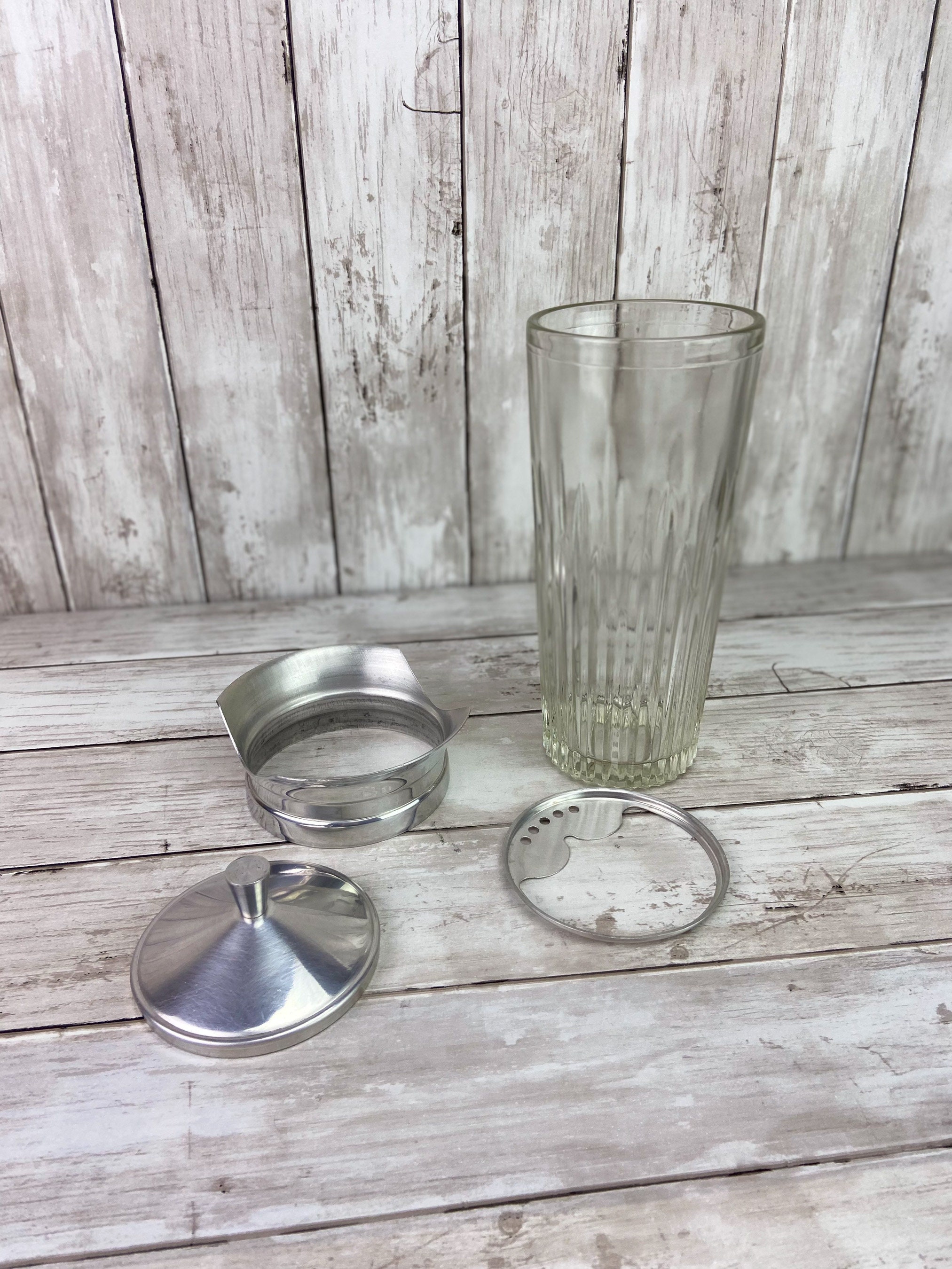 Vintage Glass Cocktail Shaker Heavy Cocktail Shaker Mid Century