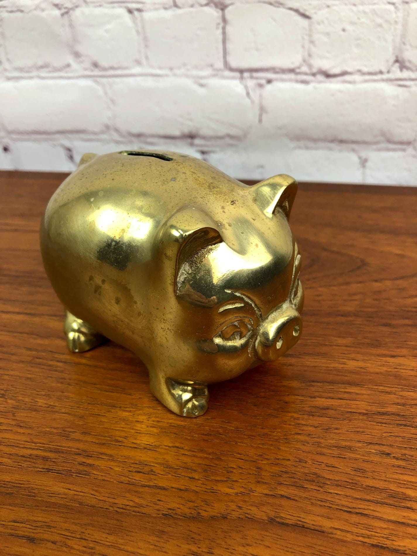 Brass Piggy Bank, Brass Pig, Heavy Brass Piggy Bank