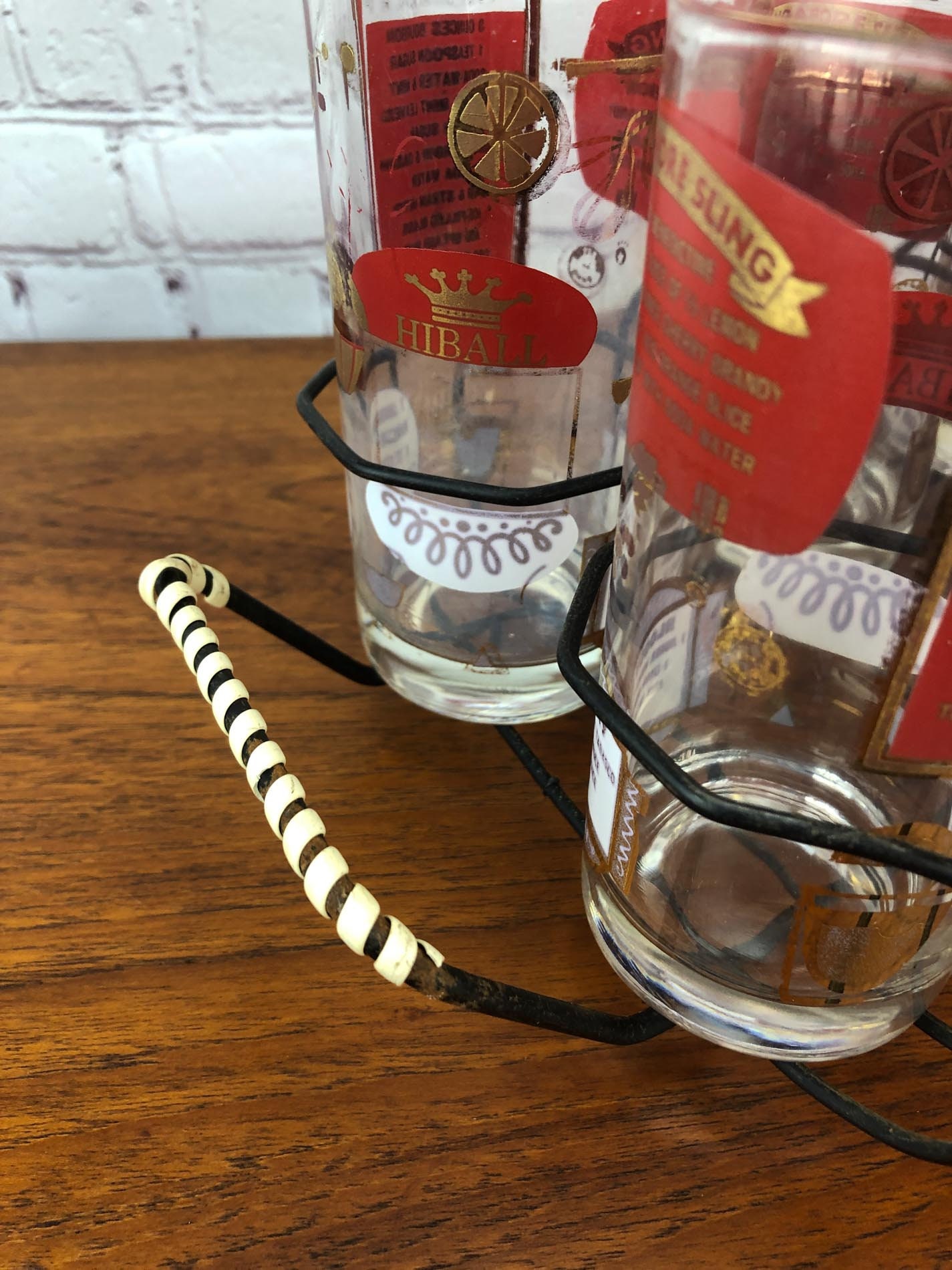 Mid Century Drink Caddy,Tom Collins, Mint Julep, Hiball, Bloody Mary