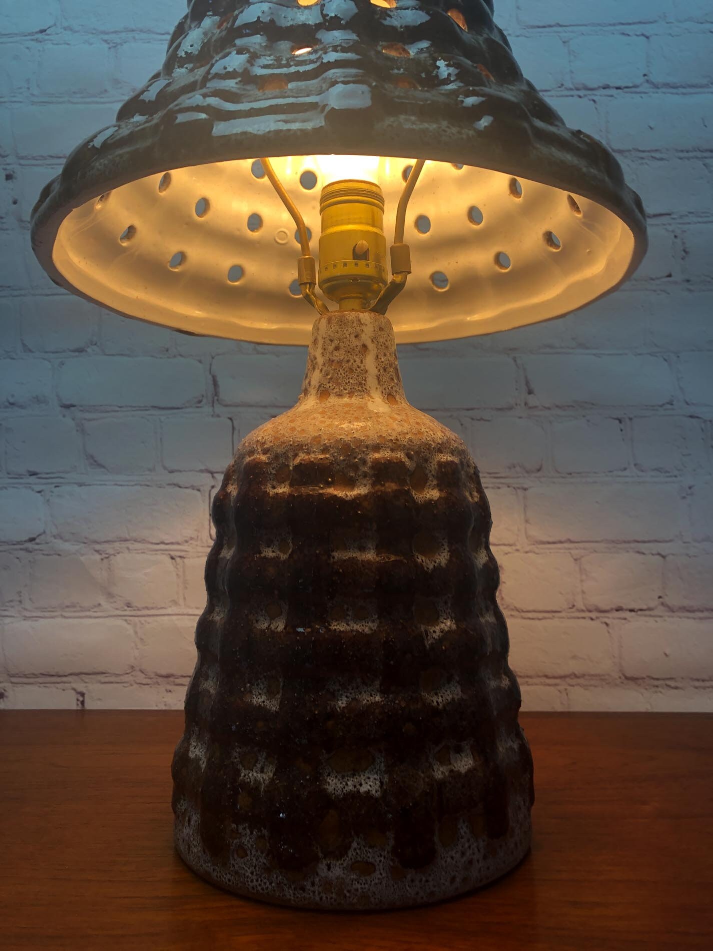 Mushroom Lamp, Ceramic Mushroom Lamp, Maurice Chalvignac Lamp, Mid