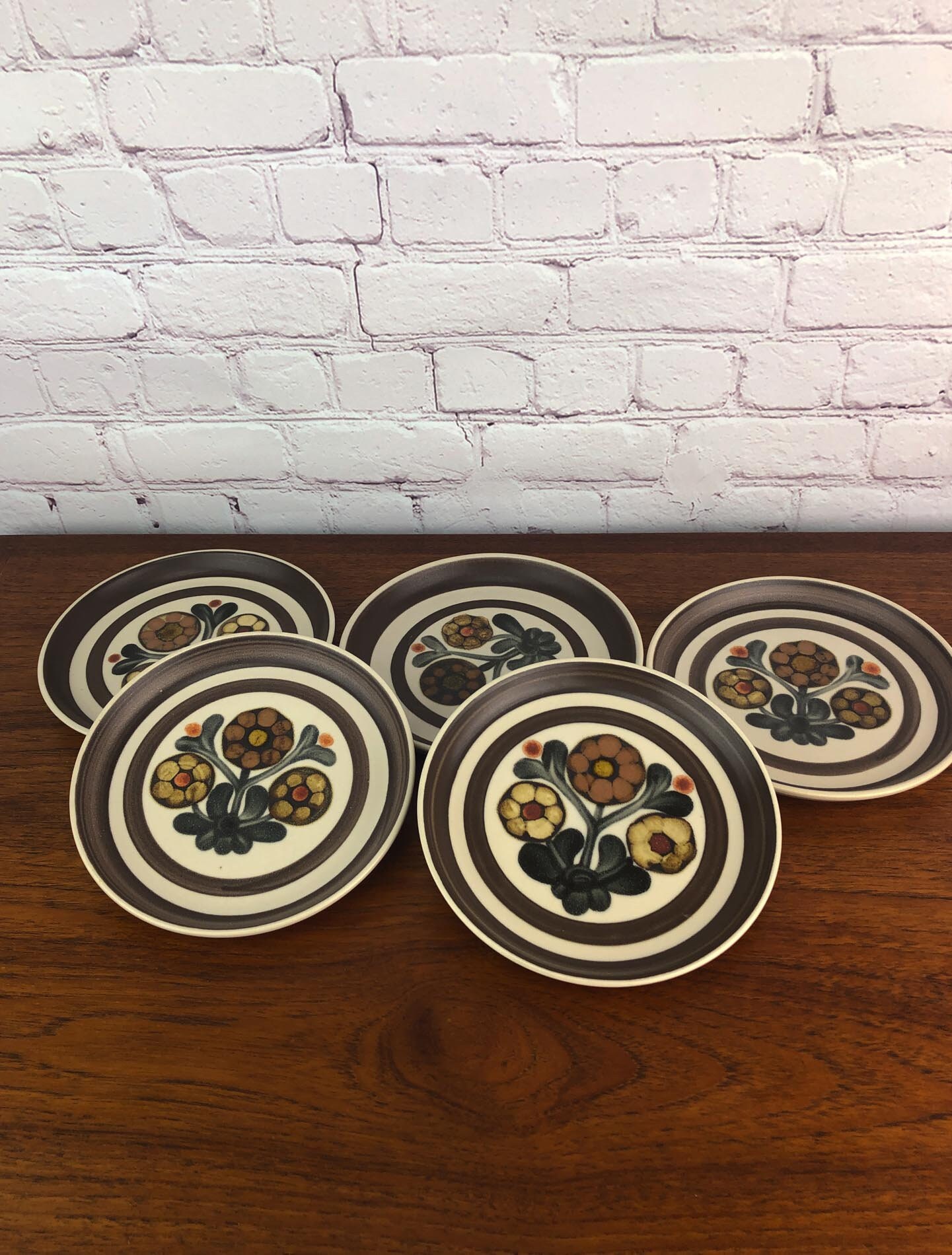 DenbyLangley Mayflower Dessert Plates (5) Designed by Gill Pemberton