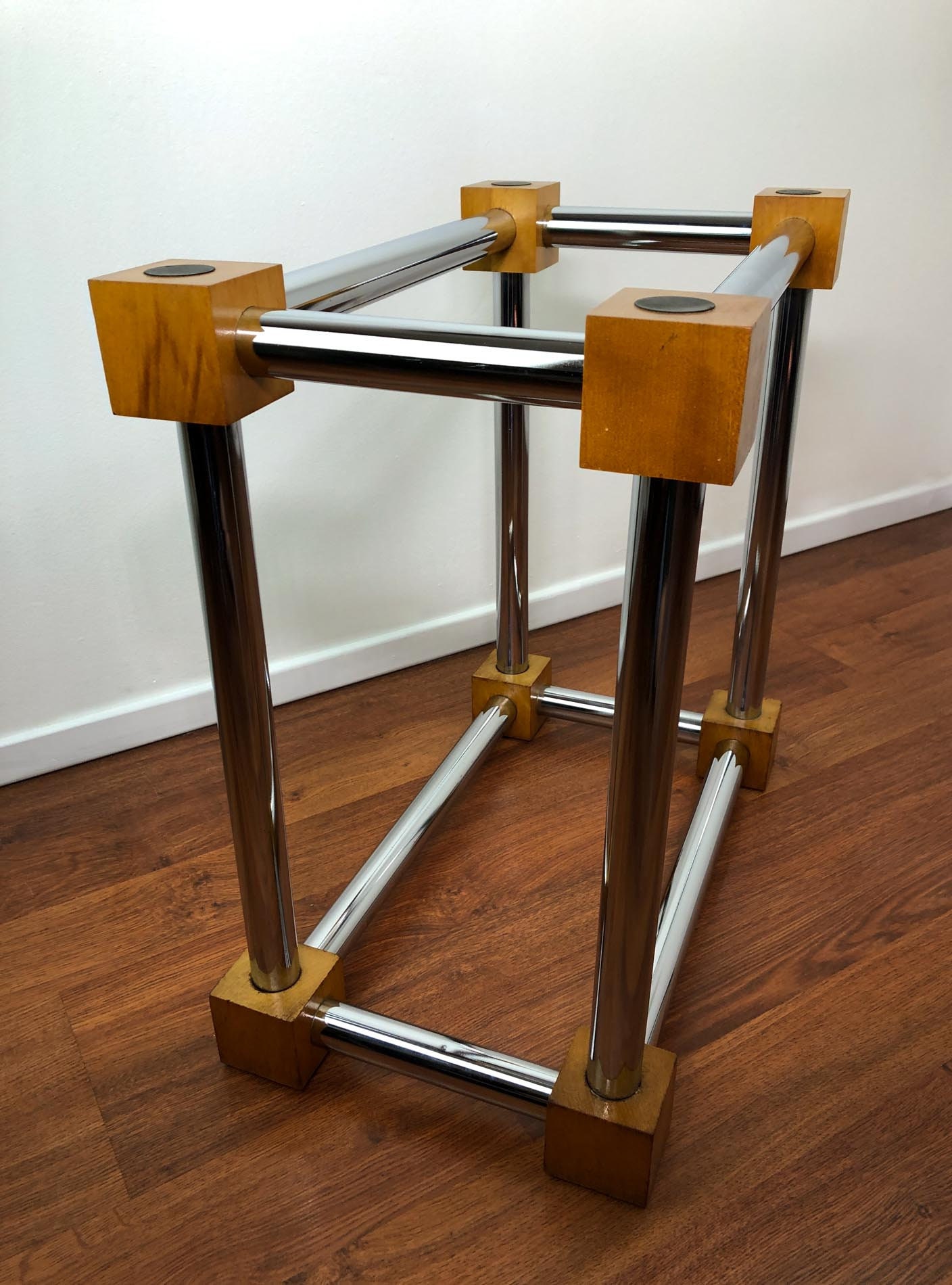 Chrome End Table, Chrome and Glass Table, Modernist End Table, MCM