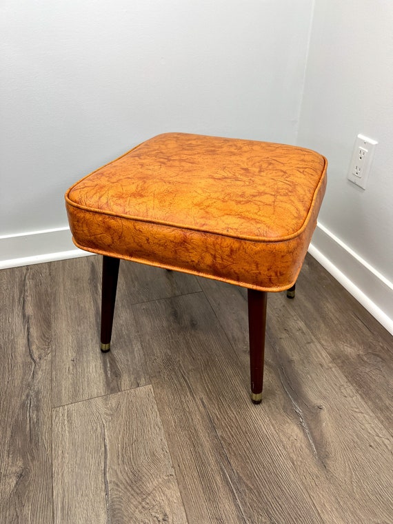 Vinyl Footstool Caramel Vinyl Footstool Mid Century Modern Foot