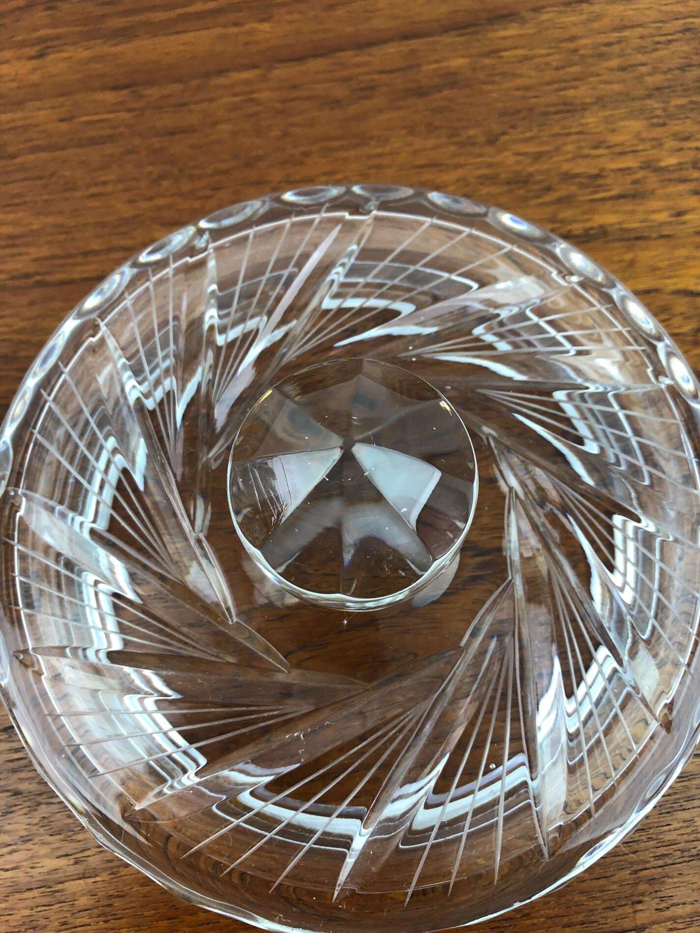 Mid Century Crystal Ice Bucket, W. German Deep Cut Crystal Ice Bucket