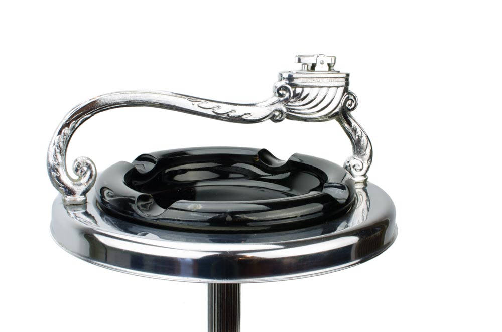 Vintage Standing Ashtray, Vintage Chrome Ashtray, Ashtray Stand with