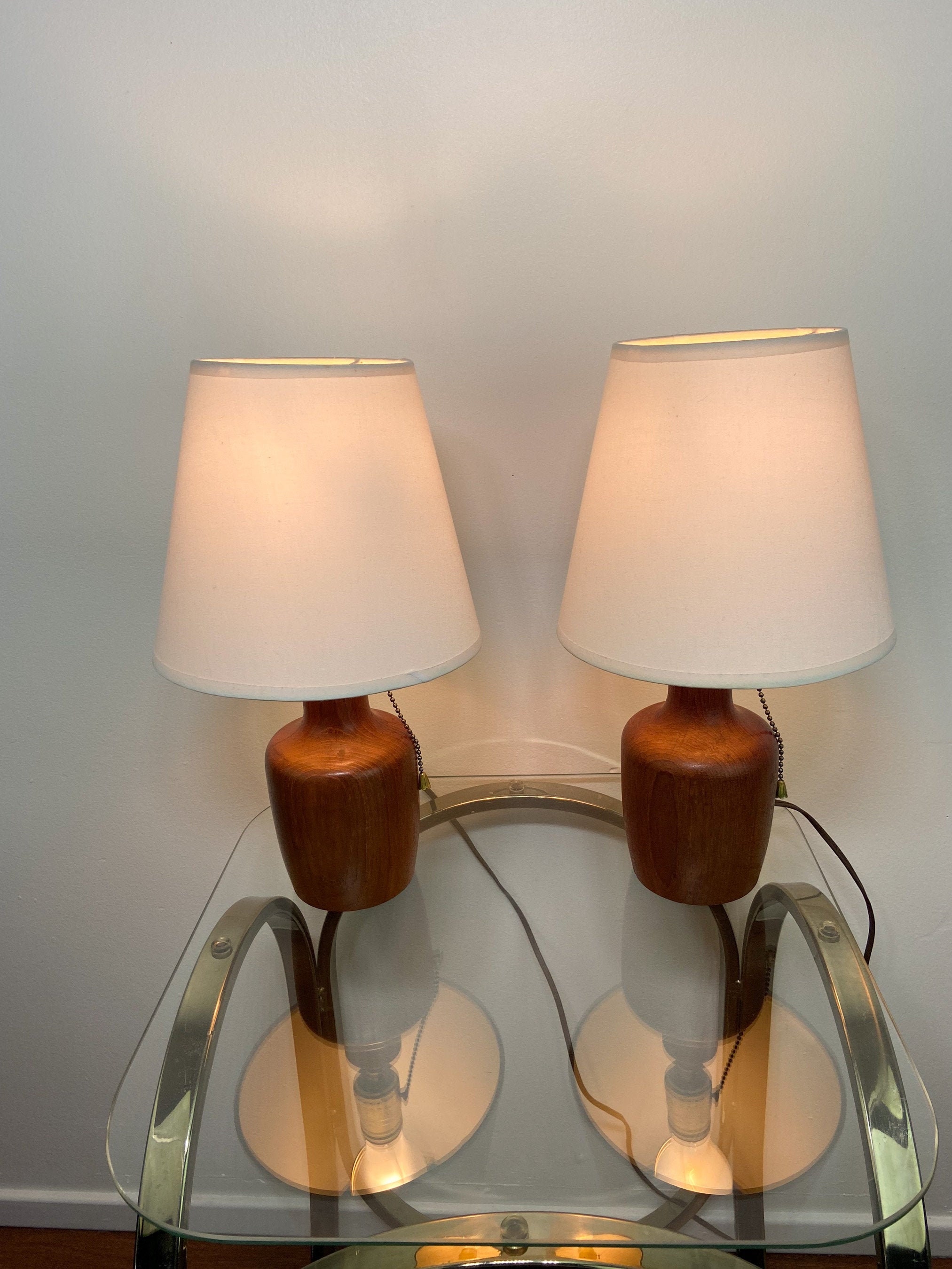 Danish Teak Table Lamps (PAIR), Mid Century Table Lamps, Solid Teak