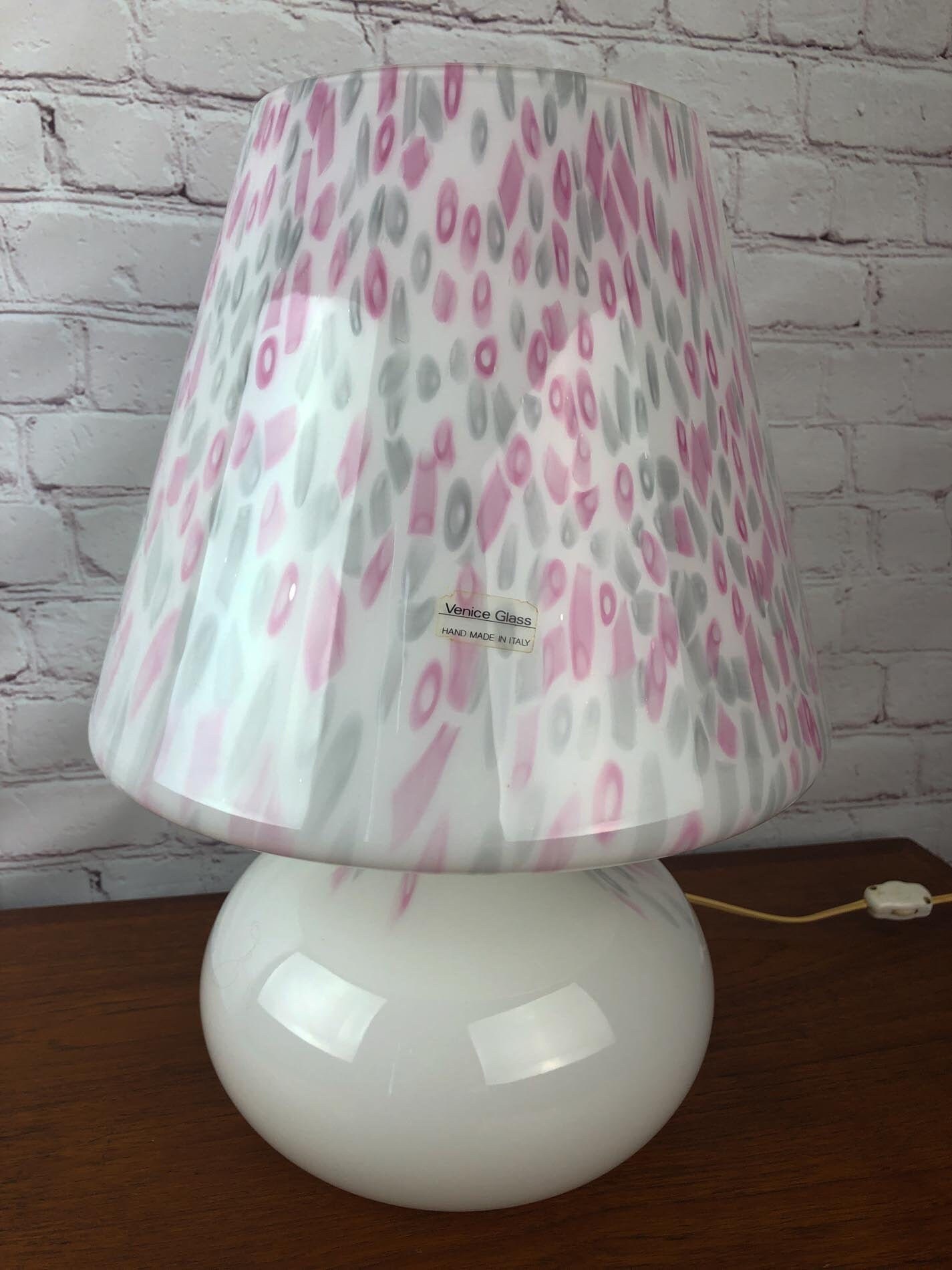 Murano Mushroom Lamp, Vetri Murano Mushroom Glass Lamp, Murano Confetti Swirl Mushroom Lamp