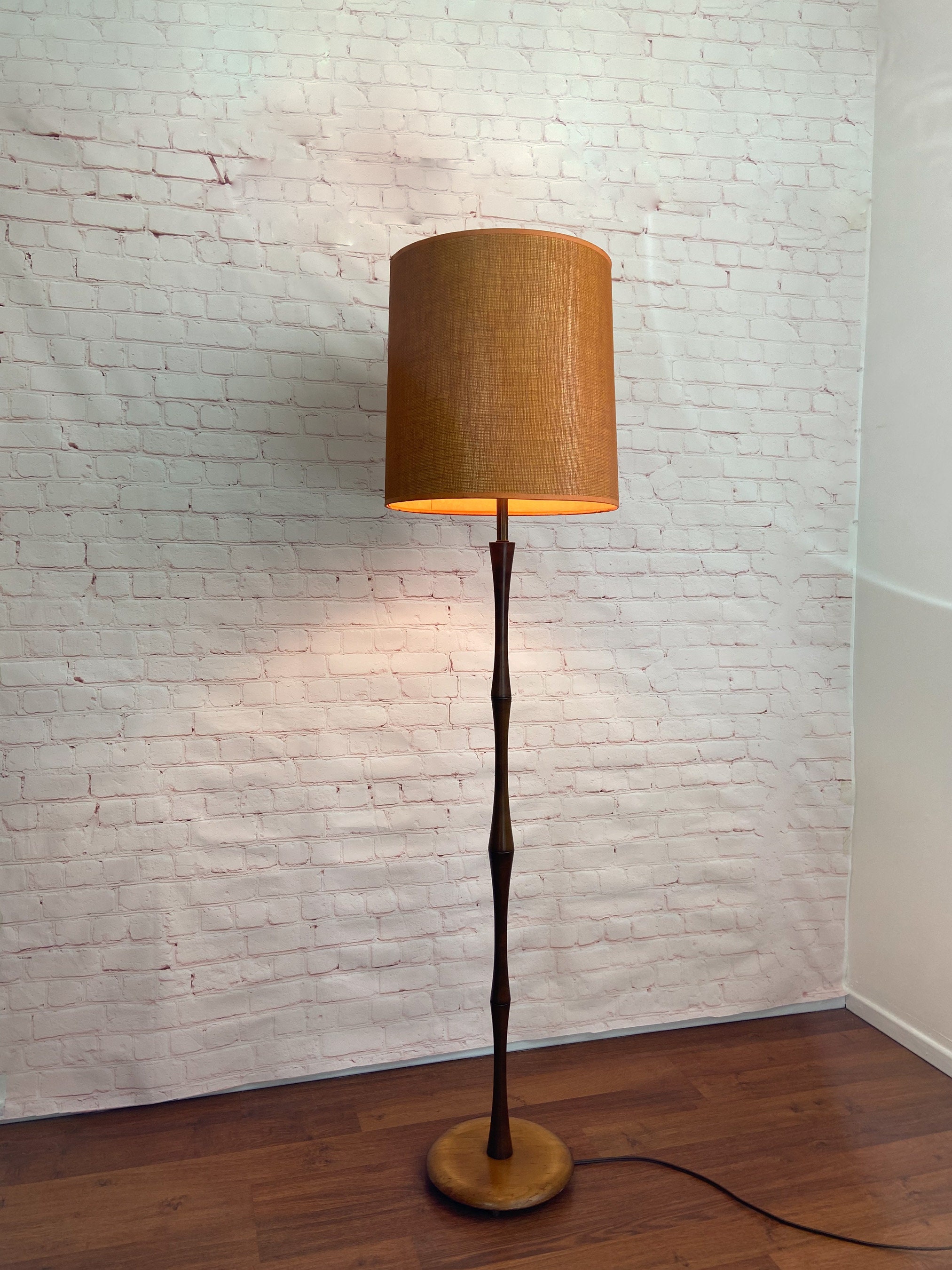 MCM Floor Lamp, Mid Century Floor Lamp, Vintage Wood Floor Lamp