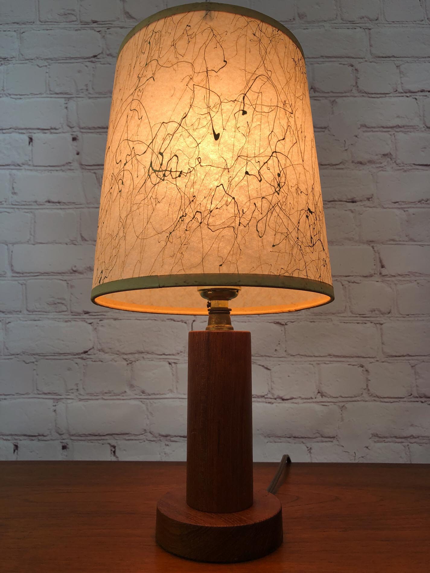 Mid Century Modern Teak Table Lamp, Mid Century Teak Lamp, Small Teak