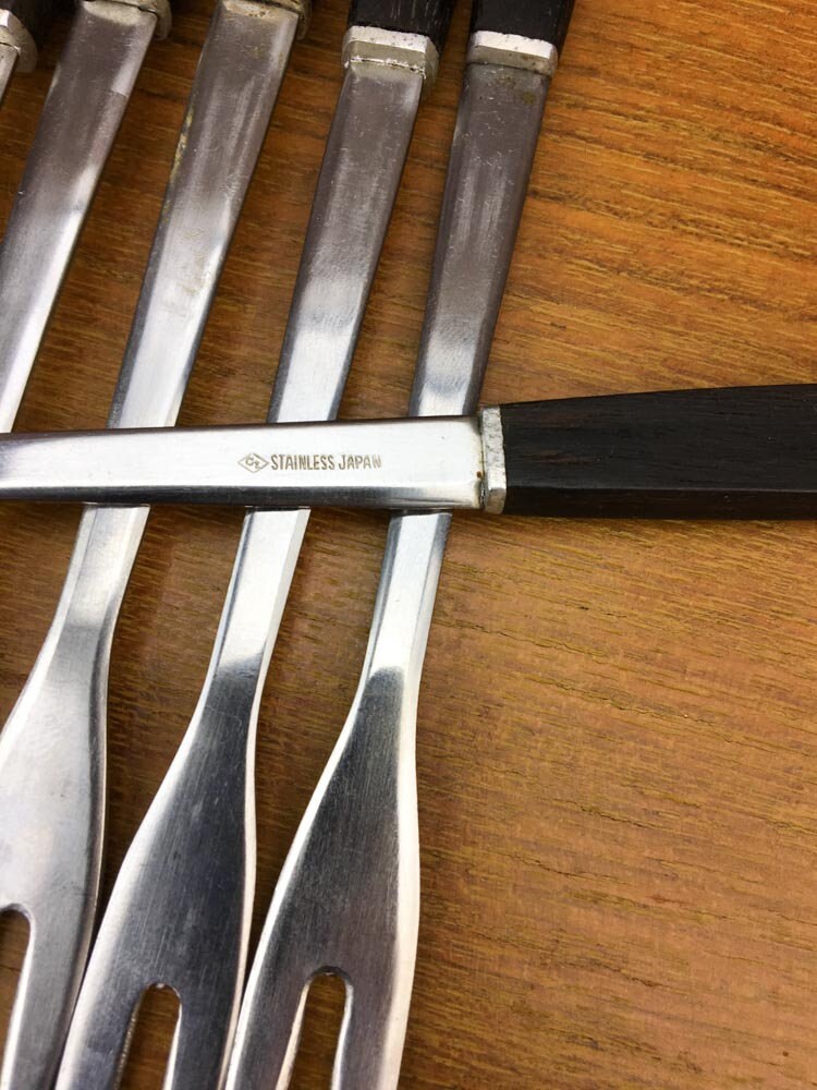 Teak Fondue Forks, Rosewood Fondue Forks, Mid Century Fondue Forks