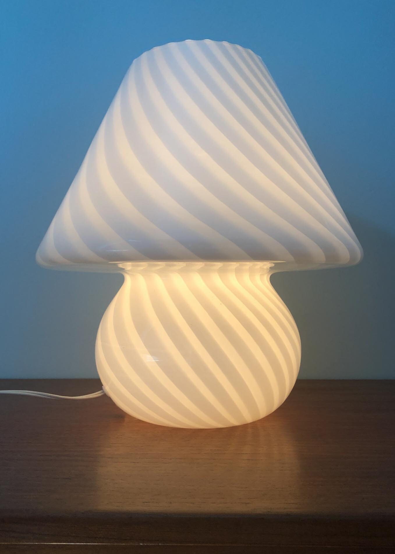 Murano Mushroom Lamp, Murano Mushroom Glass Lamp, Murano Swirl Mushroom