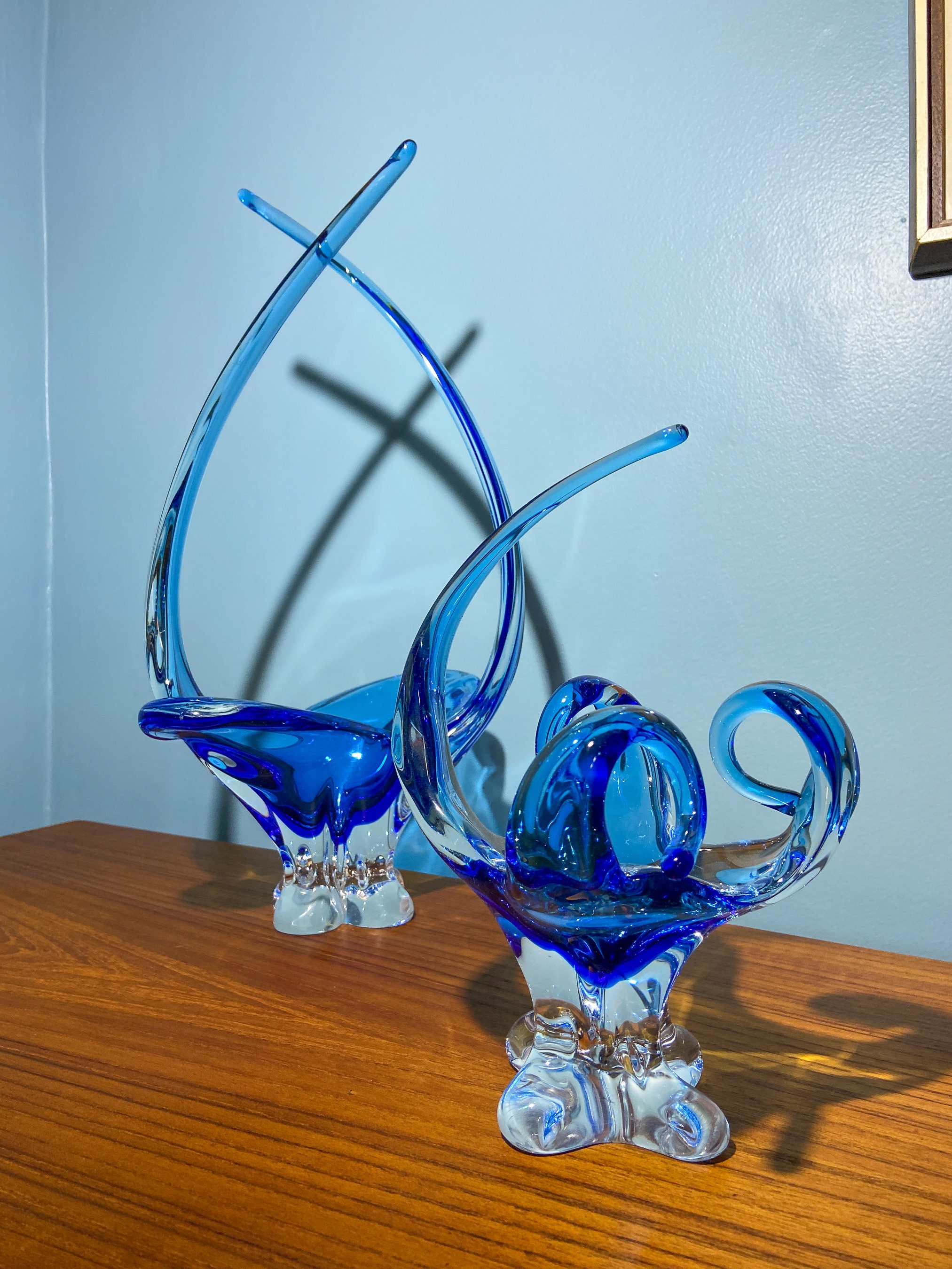 Lorraine Glass Mid Century Art Glass MCM Glass Mid Century Modern Blue
