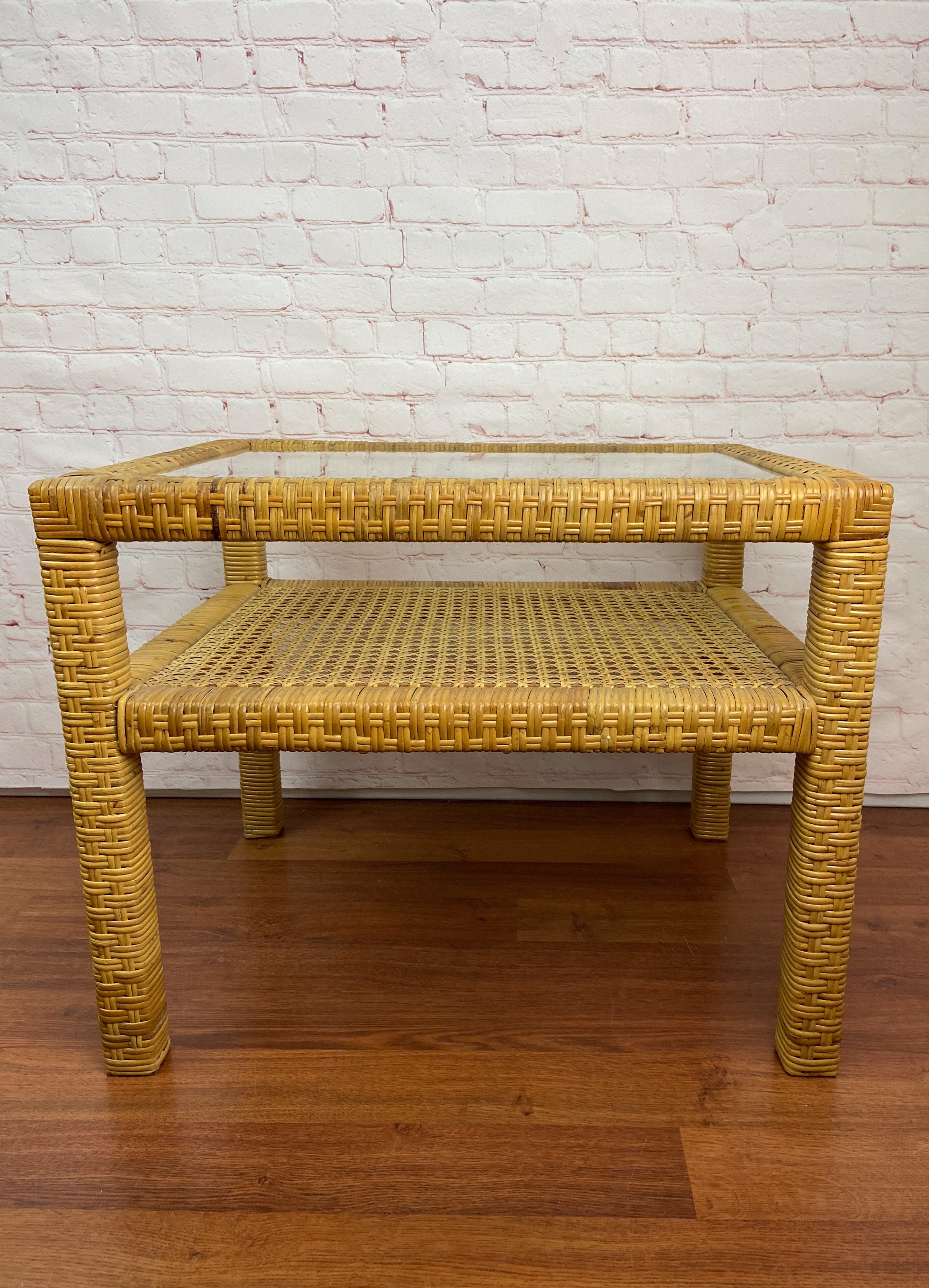 Rattan End Table, Rattan Side Table, Bamboo End Table, Boho End Table