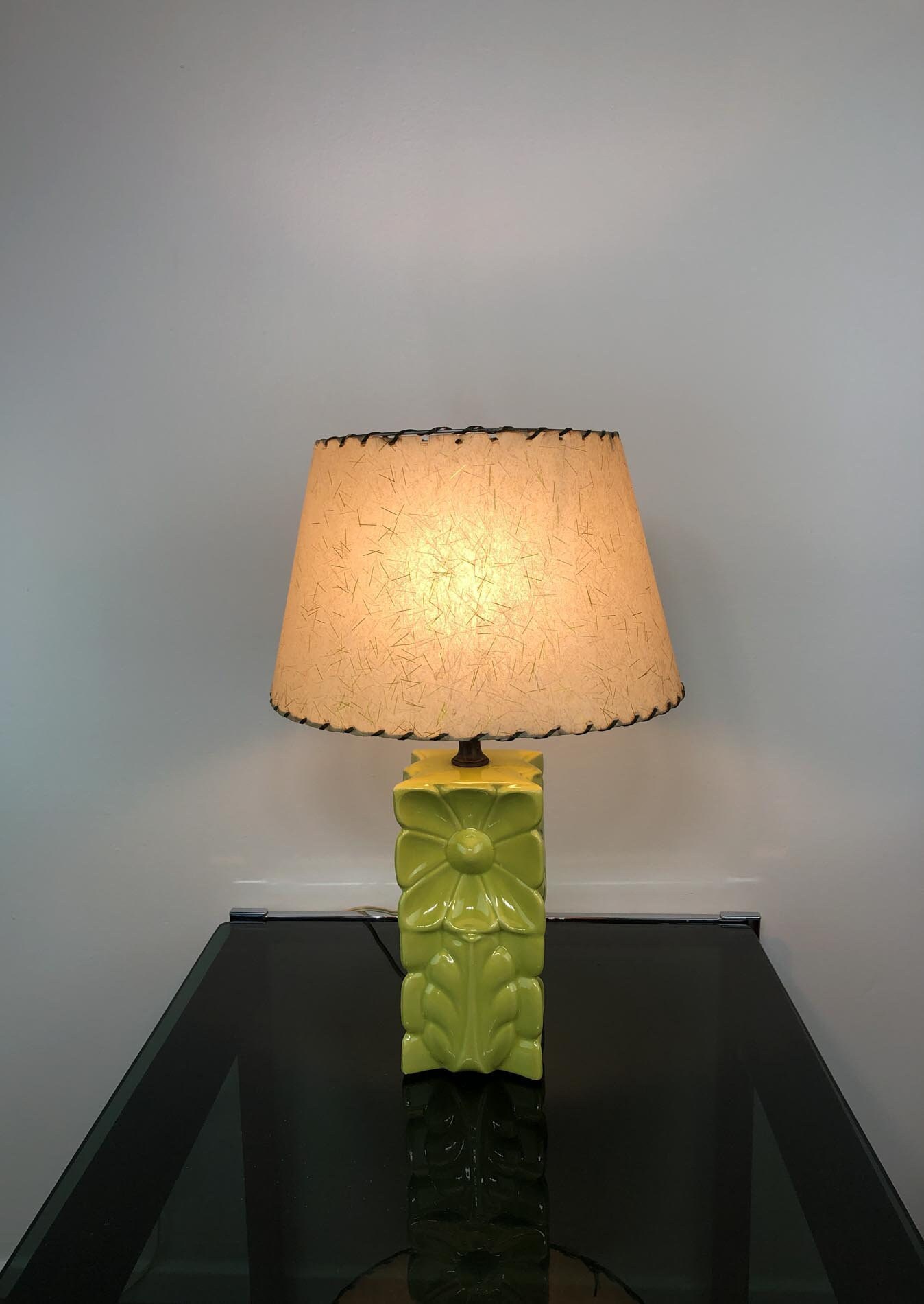 ON HOLD for ShereeAbstract Art Deco Table Lamp, Chartreuse Table Lamp, Ceramic Table Lamp, Lime