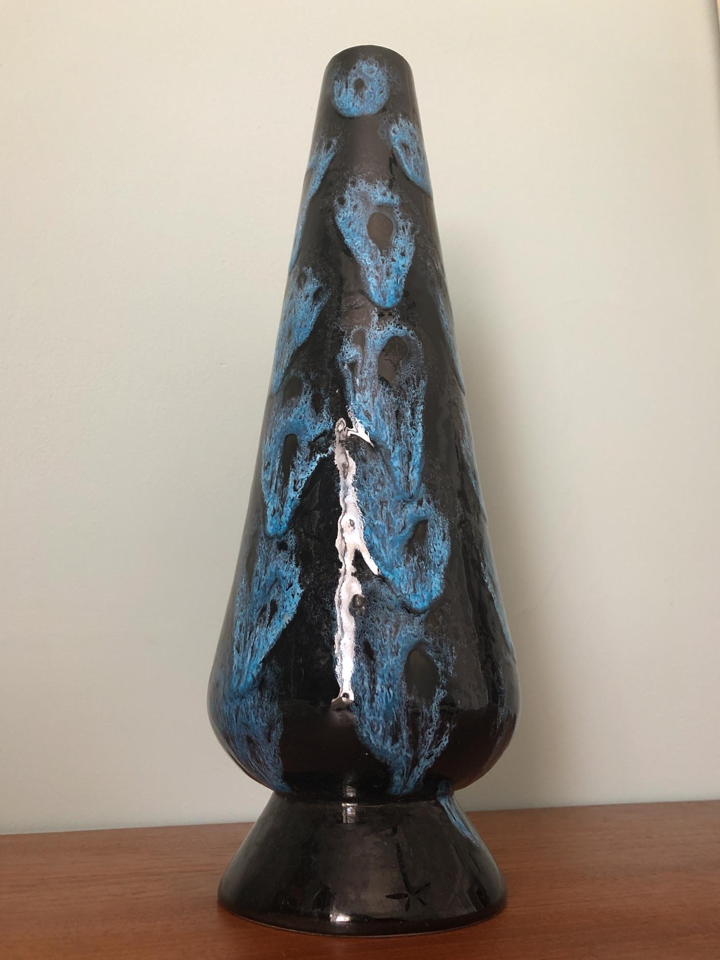 Maurice Chalvignac Art Pottery Vase, Fat Lava Vase, Mid Century Modern