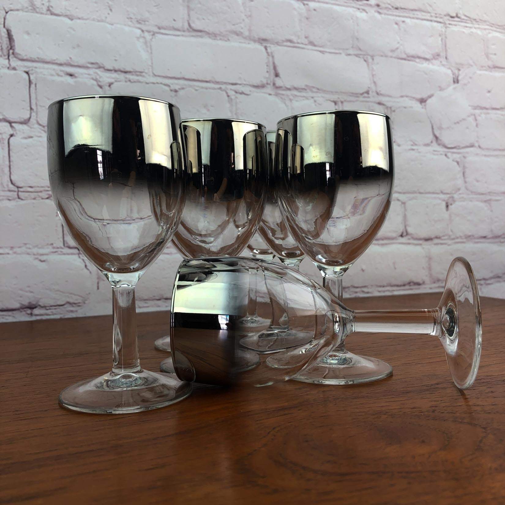 Silver Ombre Wine Glasses (SEVEN), Thorpe Style Mercury Glass Stems