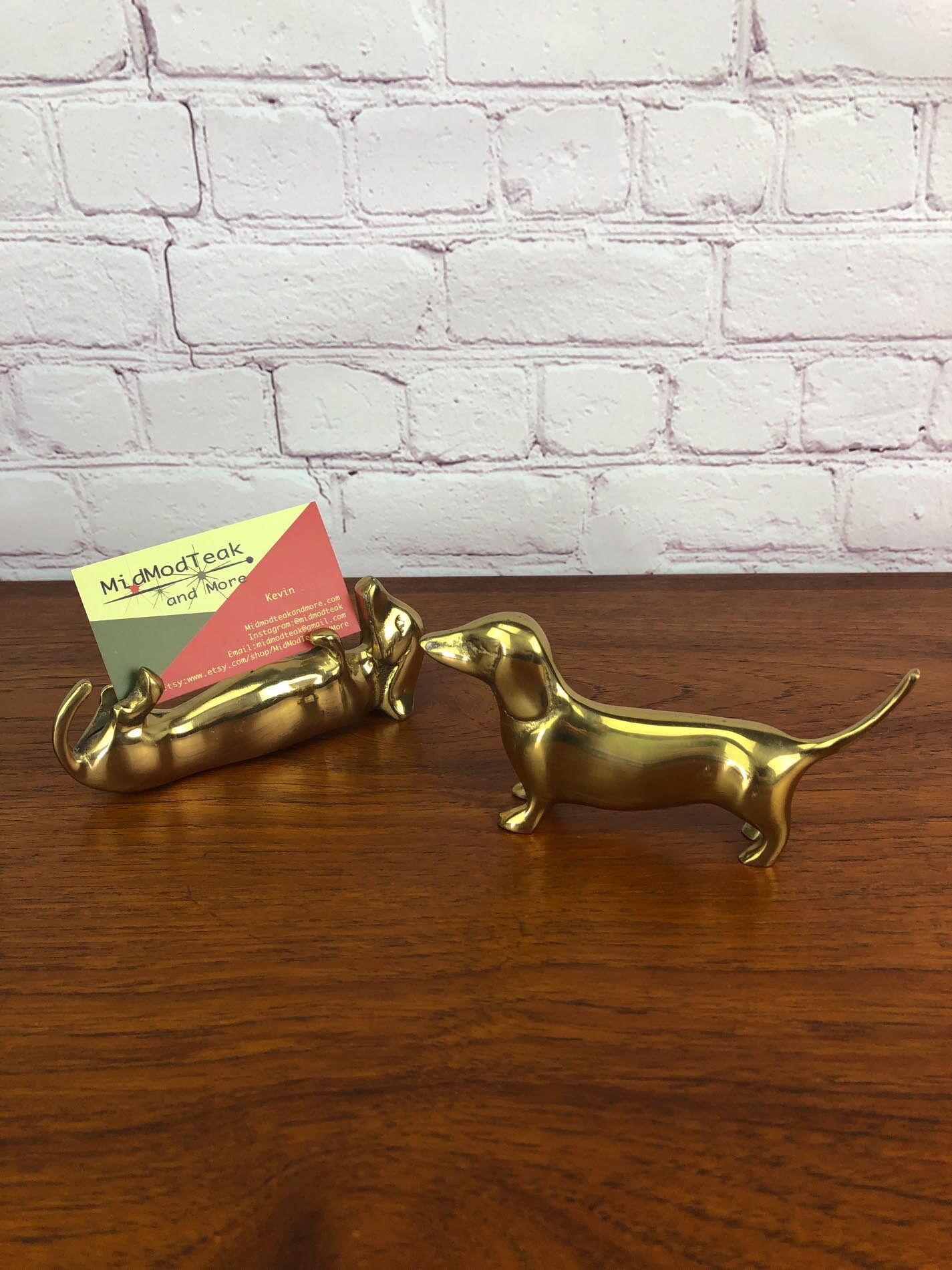 RESERVED—Vintage Brass Wiener Dogs, Brass Dachshunds, Brass Business
