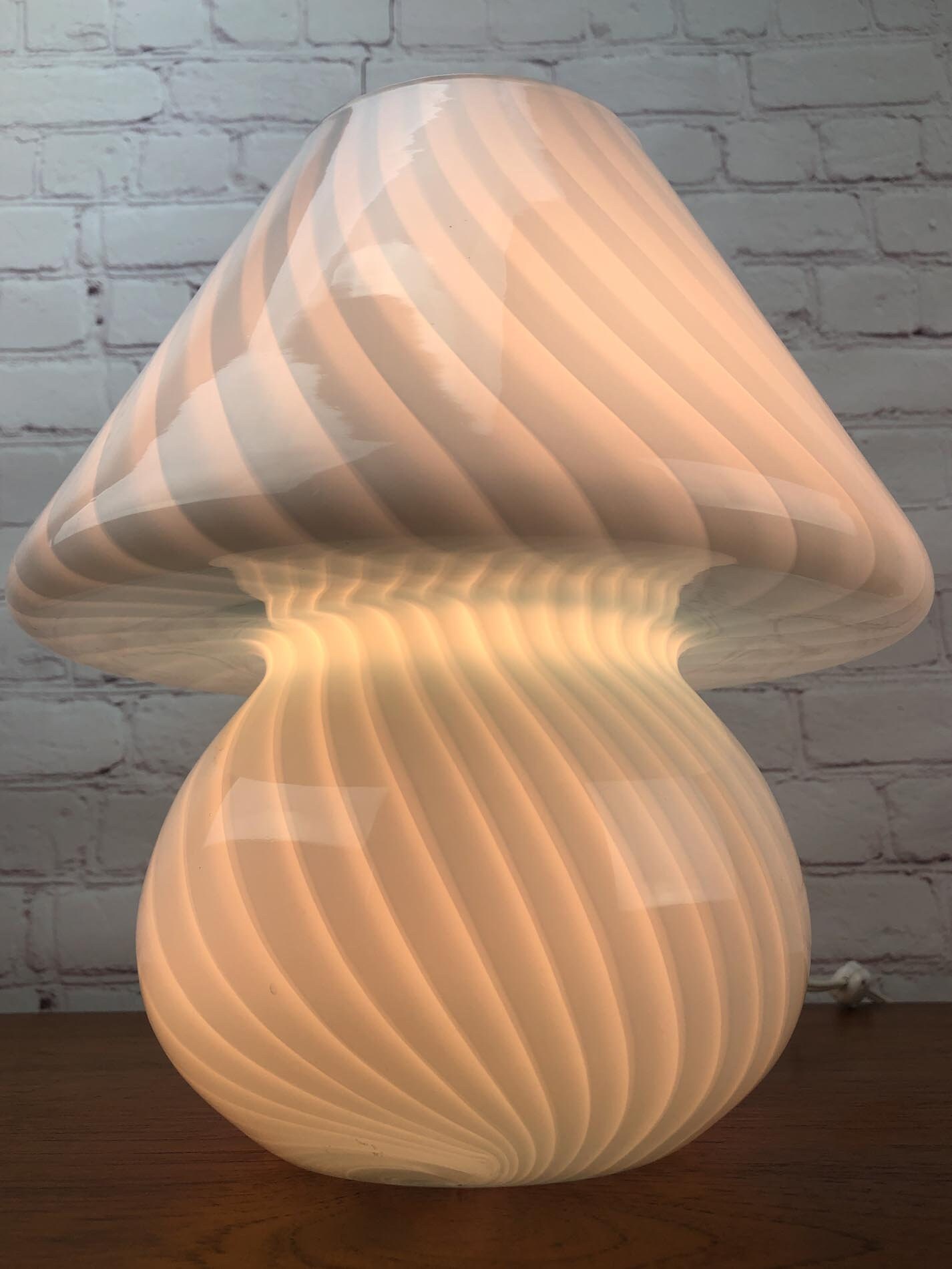 Murano Mushroom Lamps, Murano Mushroom Glass Lamps, Murano Swirl