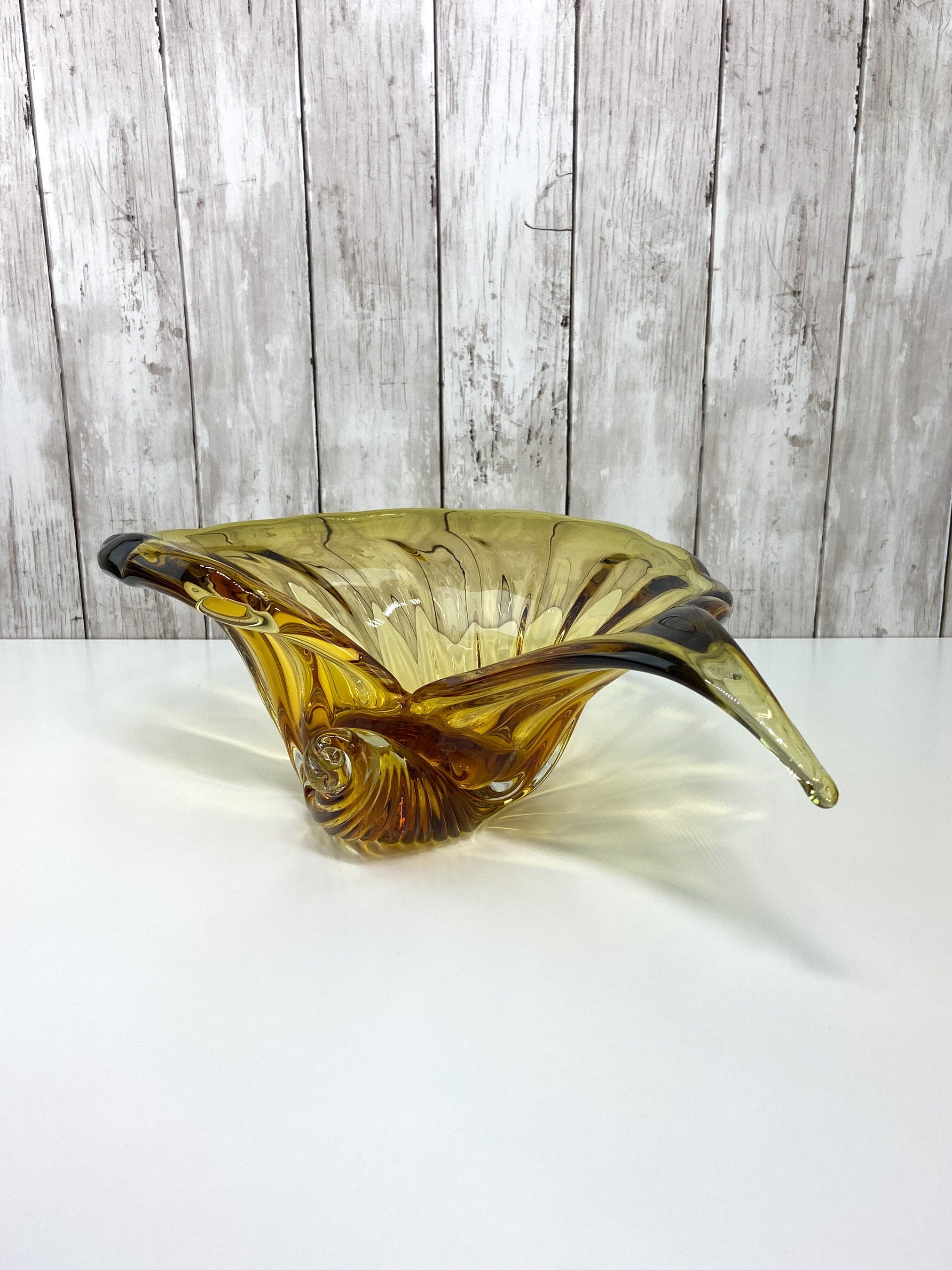 Mid Century Art Glass Chalet Glass Chalet Large Glass Bowl Sea Shell