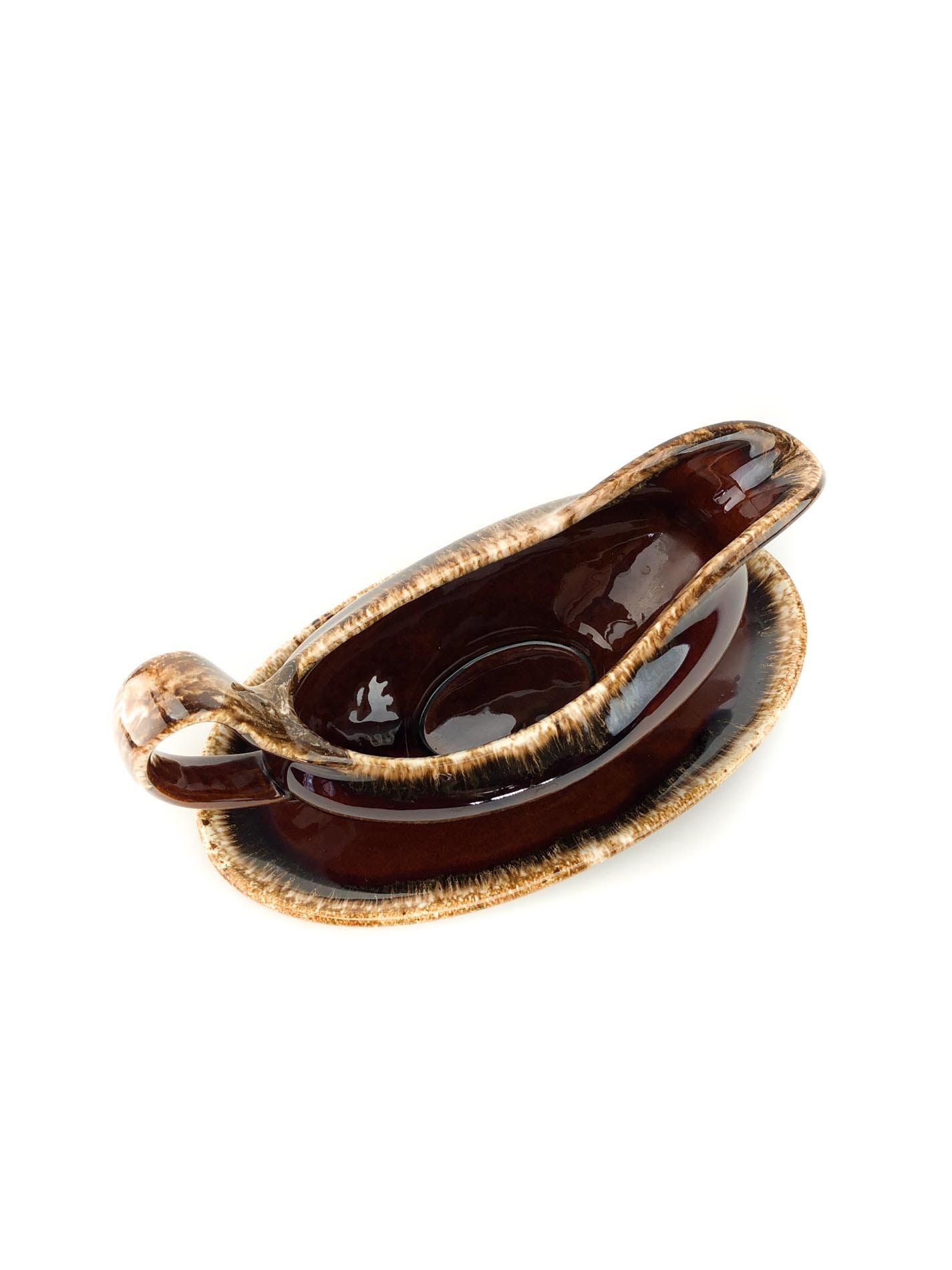 Hull Pottery USA, Hull Brown Drip, Oven Proof Gravy Boat, Vintage