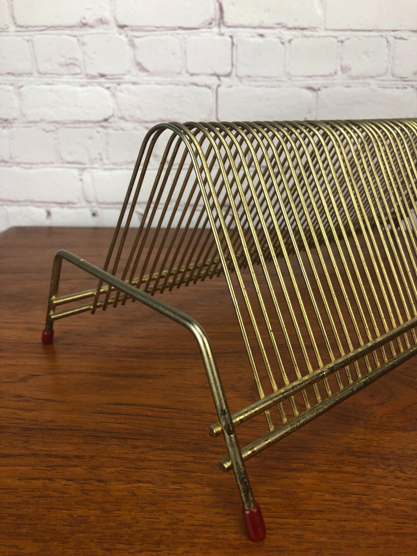 Mid Century Record Stand, LP Stand, Brass Plated Record Stand, Record