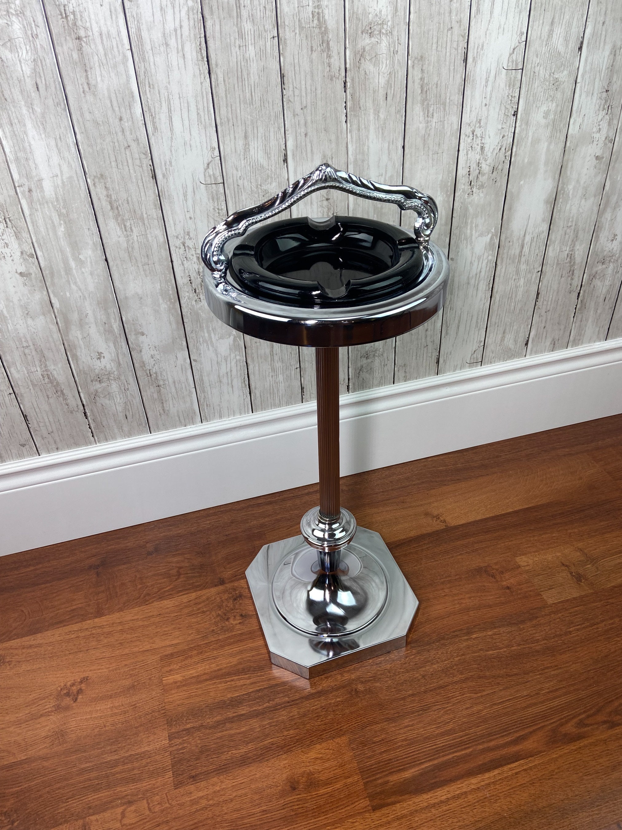 Vintage Standing Ashtray, Vintage Chrome Ashtray, Ashtray Stand, Chrome Standing Ashtray