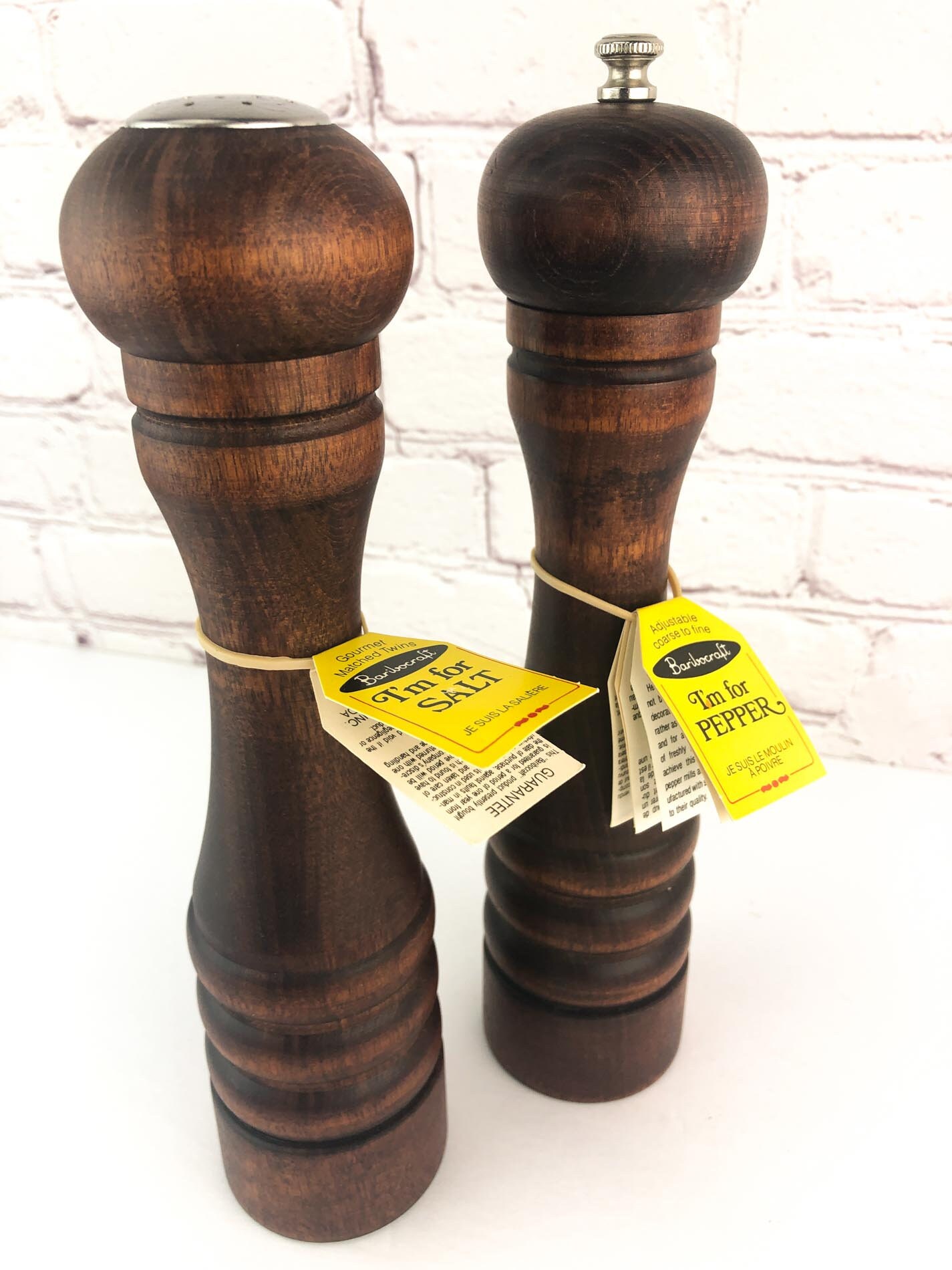 Wood Salt Shaker and Pepper Mill, Baribocraft Canada, New Old Stock