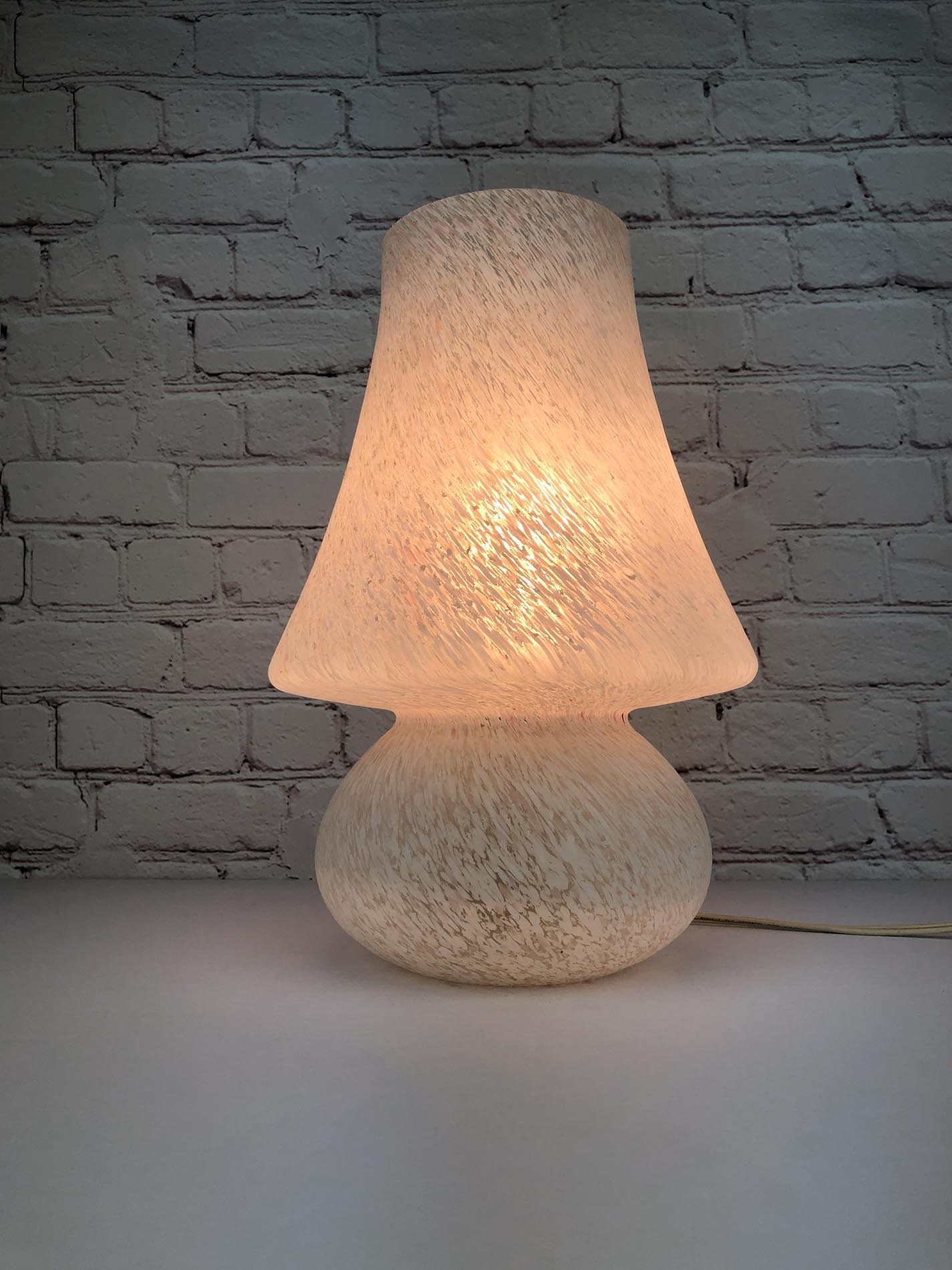 Murano Mushroom Lamp, Murano Mushroom Glass Lamp, Murano Swirl Mushroom