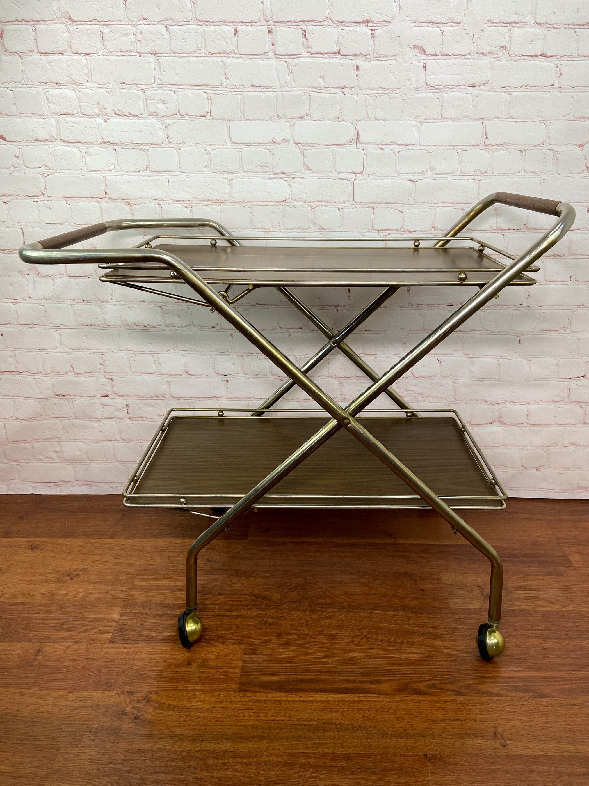 Mid Century Bar Cart, Folding Bar Cart, Vintage Bar Cart, Mad Men Bar