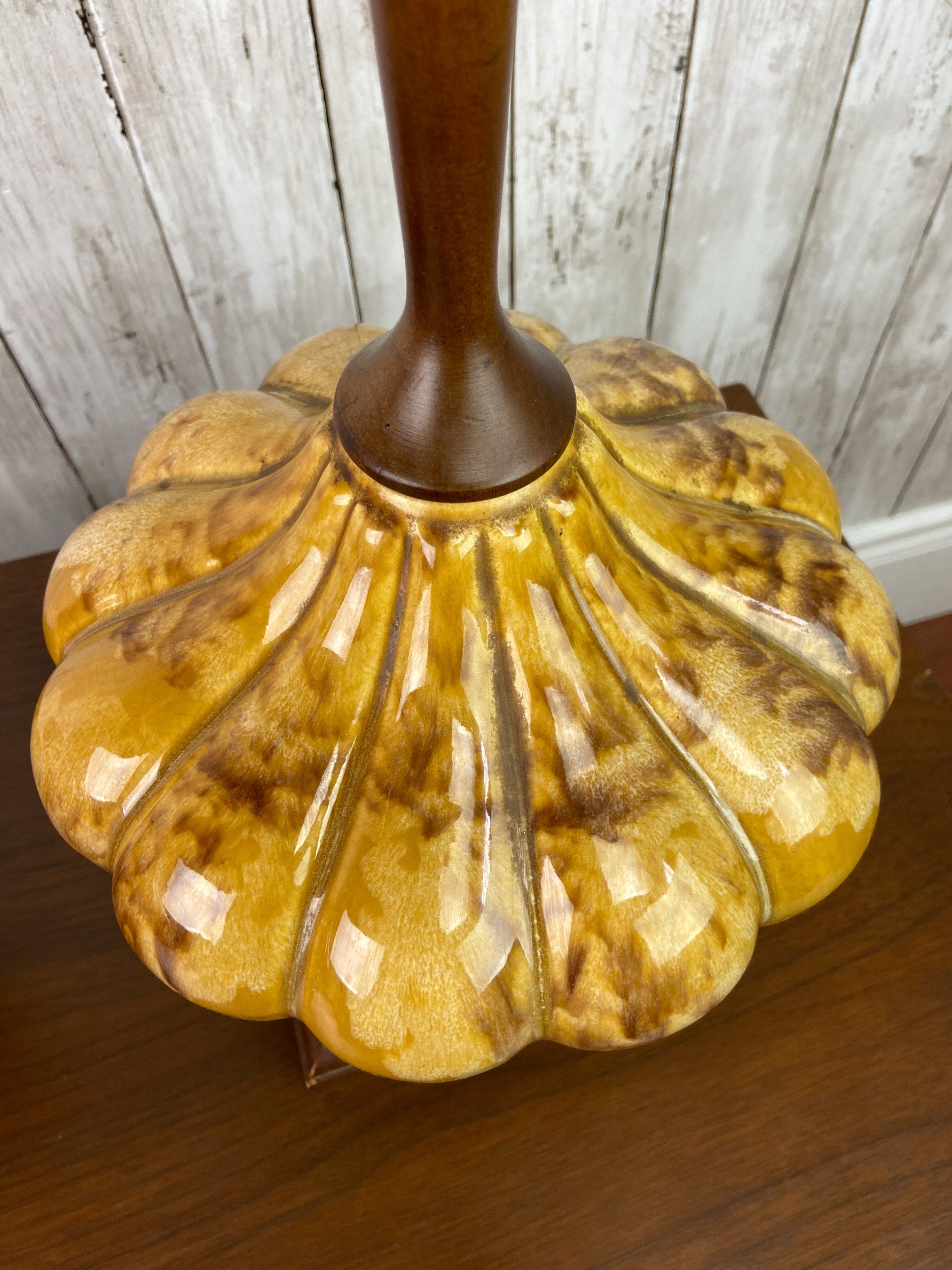 Mid Century Ceramic Lamps MCM Table Lamps Vintage Ceramic Lamps Walnut