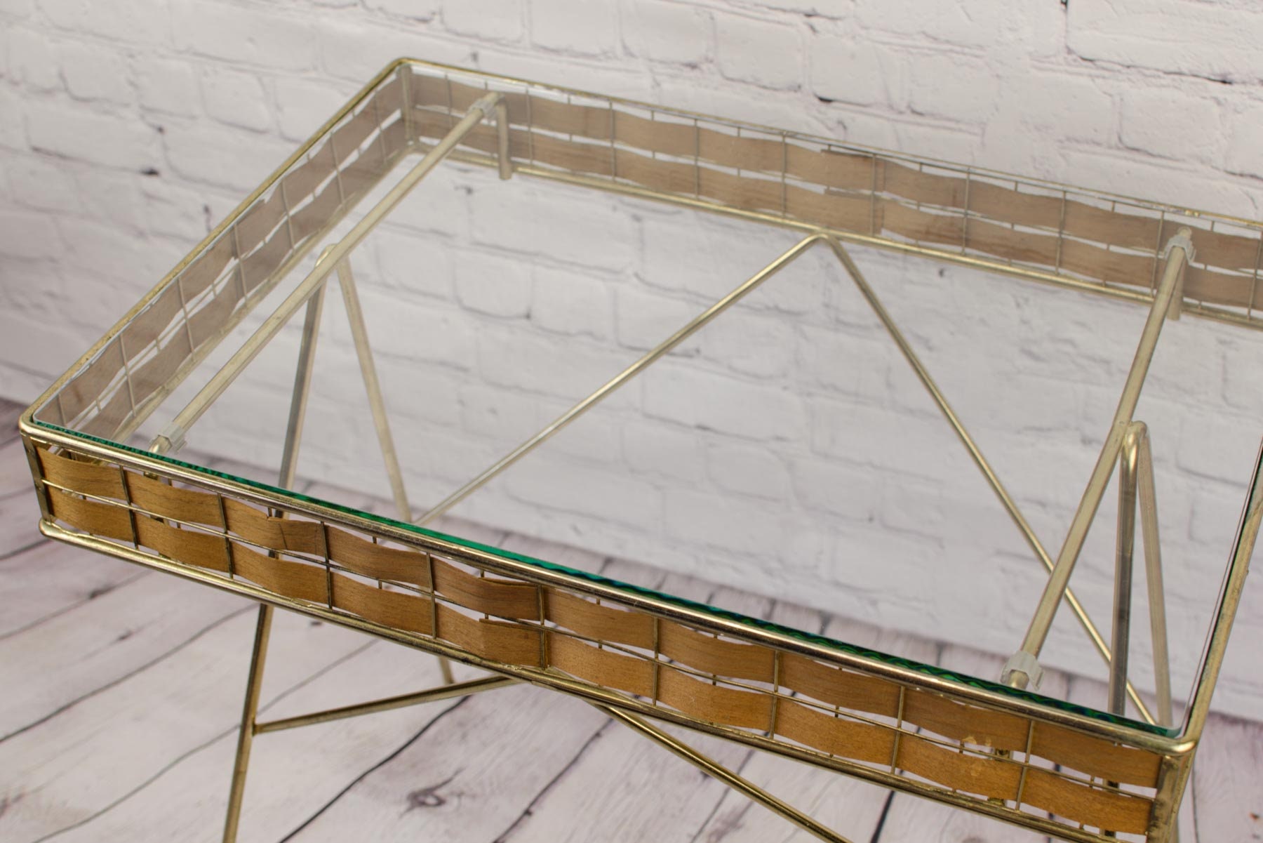 Tony Paul Designs Interlace Collection, Glass Top Magazine Table, Mid