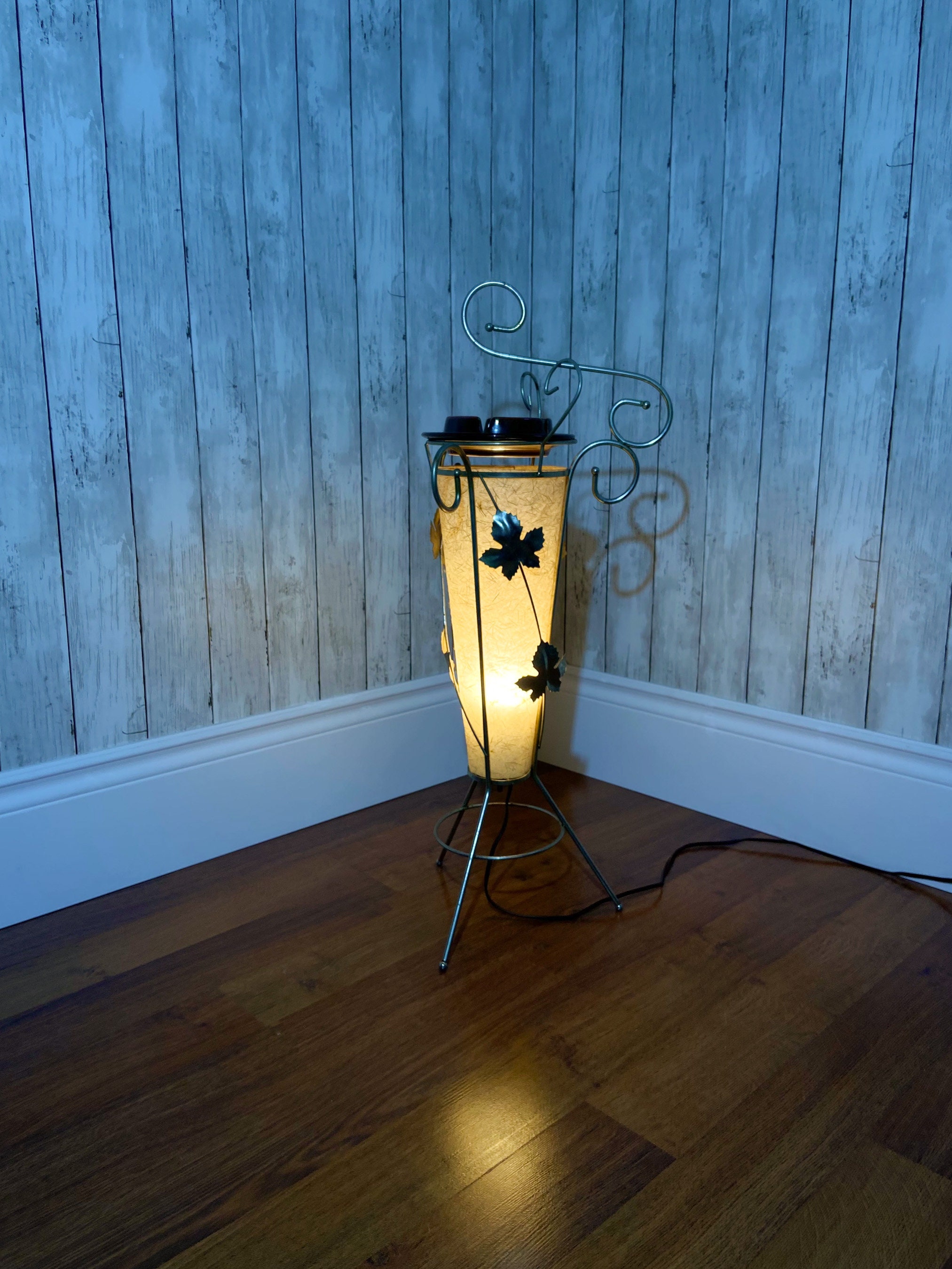 Vintage Ashtray Stand Lamp Fiberglass Floor Lamp Boho Ashtray Lamp