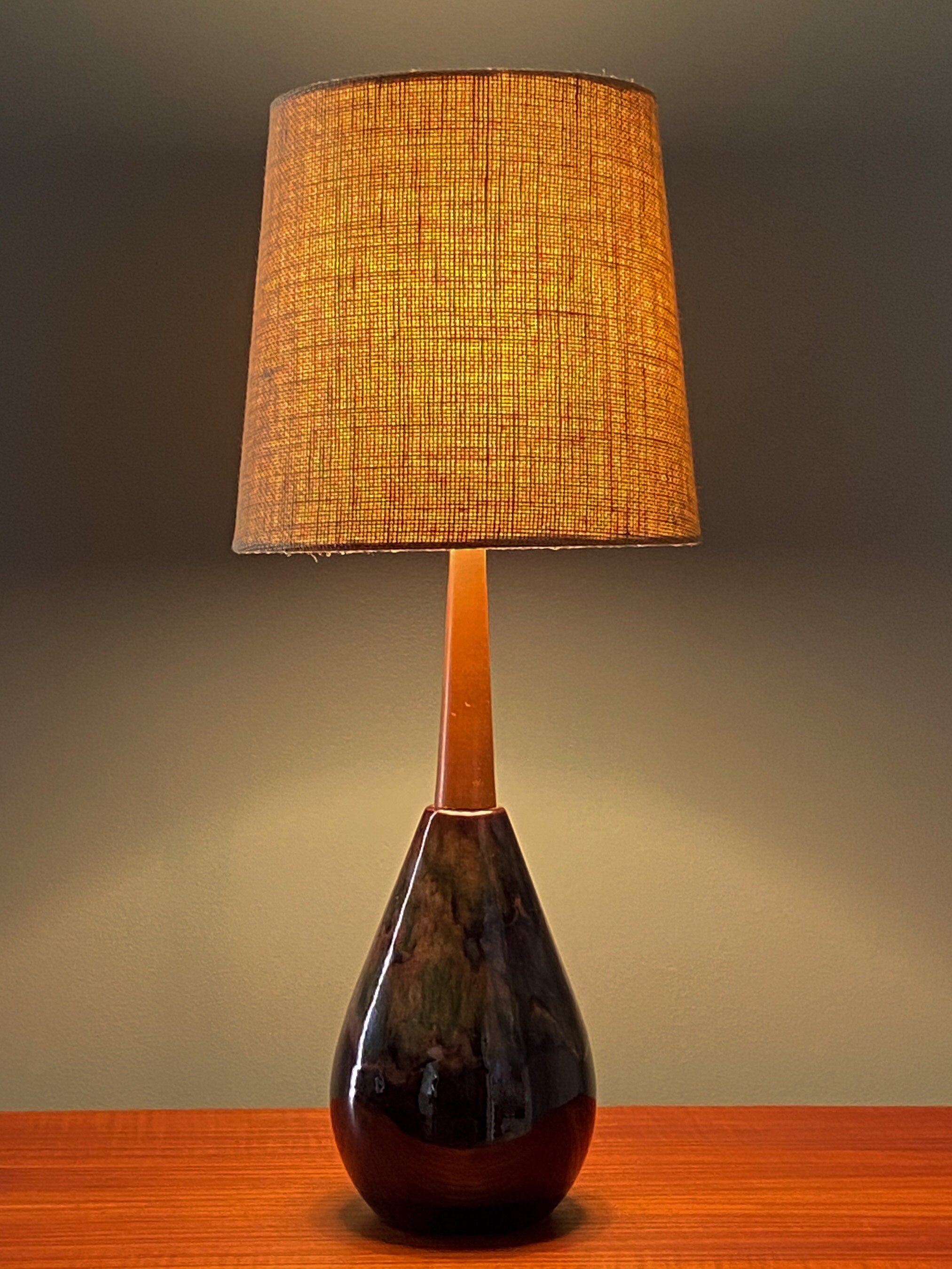 Mid Century Table Lamp Ceramic Table Lamp Vintage Table Lamp Ceramic and Teak Table Lamp MCM