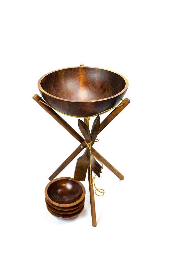 Tripod Salad Bowl, Salad Bowl Stand, Table Side Salad Bowl, Baribocraft