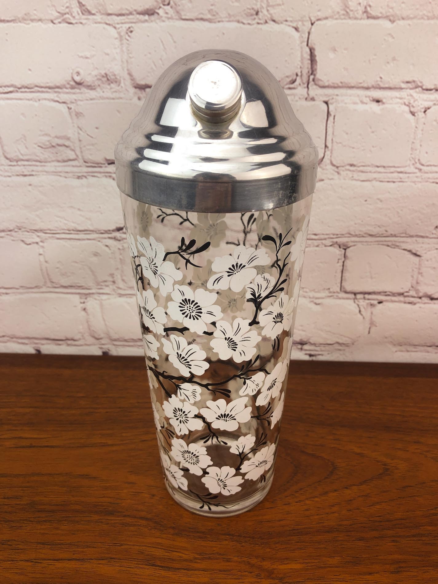 Cocktail Shaker, Hazel Atlas Cherry Blossom Cocktail Shaker, 1940s