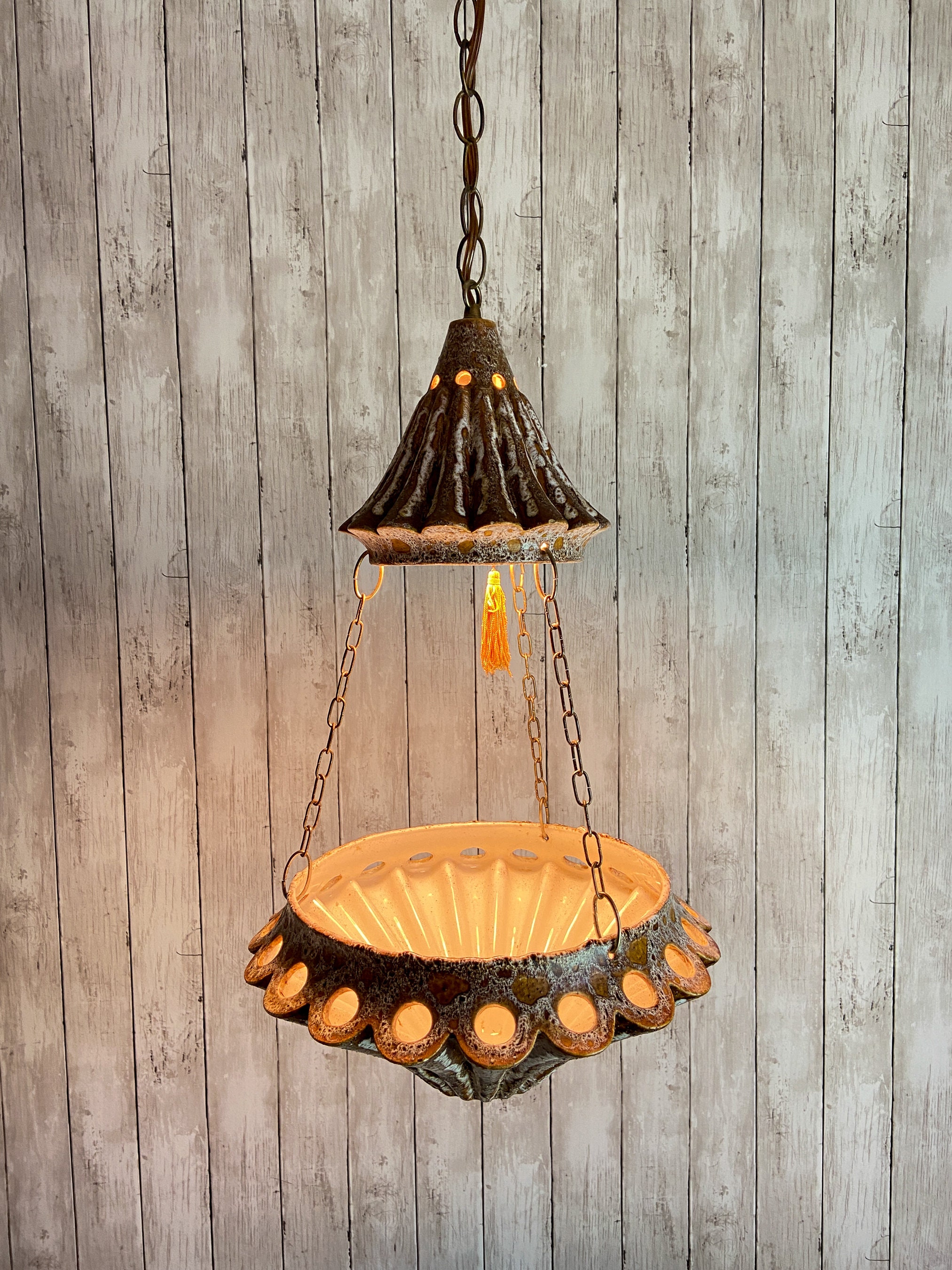 Mid Century Swag Lamp Boho Swag Lamp Ceramic Pendant Lamp Chalvignac