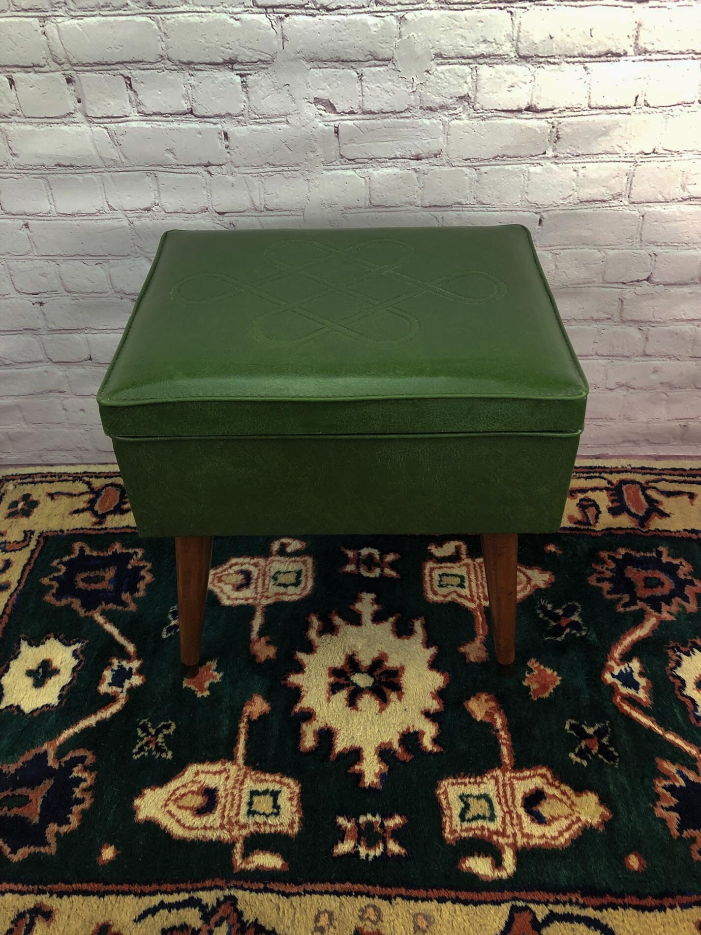 RESERVED for LainSewing Stool, Mid Century Footstool, Sewing Storage