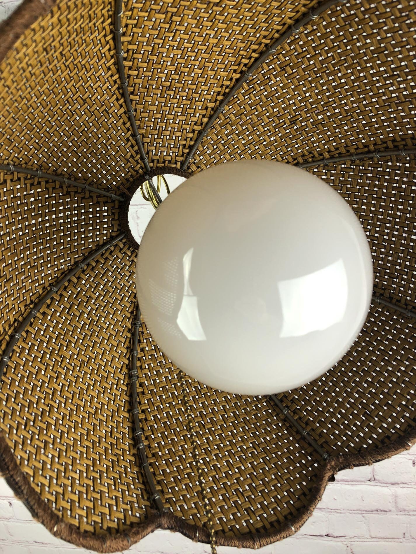 RESERVEDWicker Swag Lamp, MCM Swag Lamp, Boho Swag Lamp, Rattan Swag Lamp