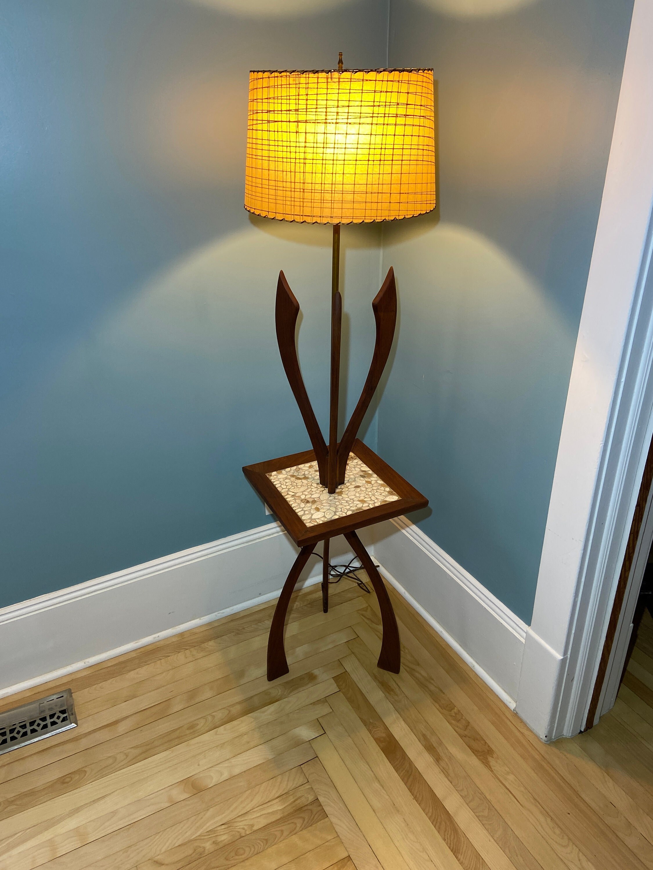 Mid Century Floor Lamp Walnut Sculptural Lamp Woolumsstyle Lamp Adrian
