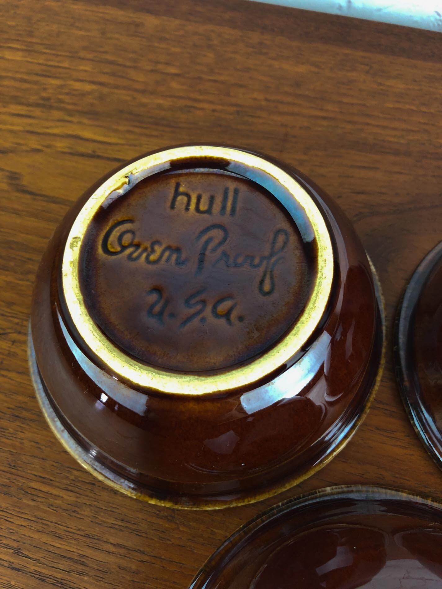 Hull Pottery(3), Brown Drip Fruit Bowls, Oven Proof, Crooksville, Ohio