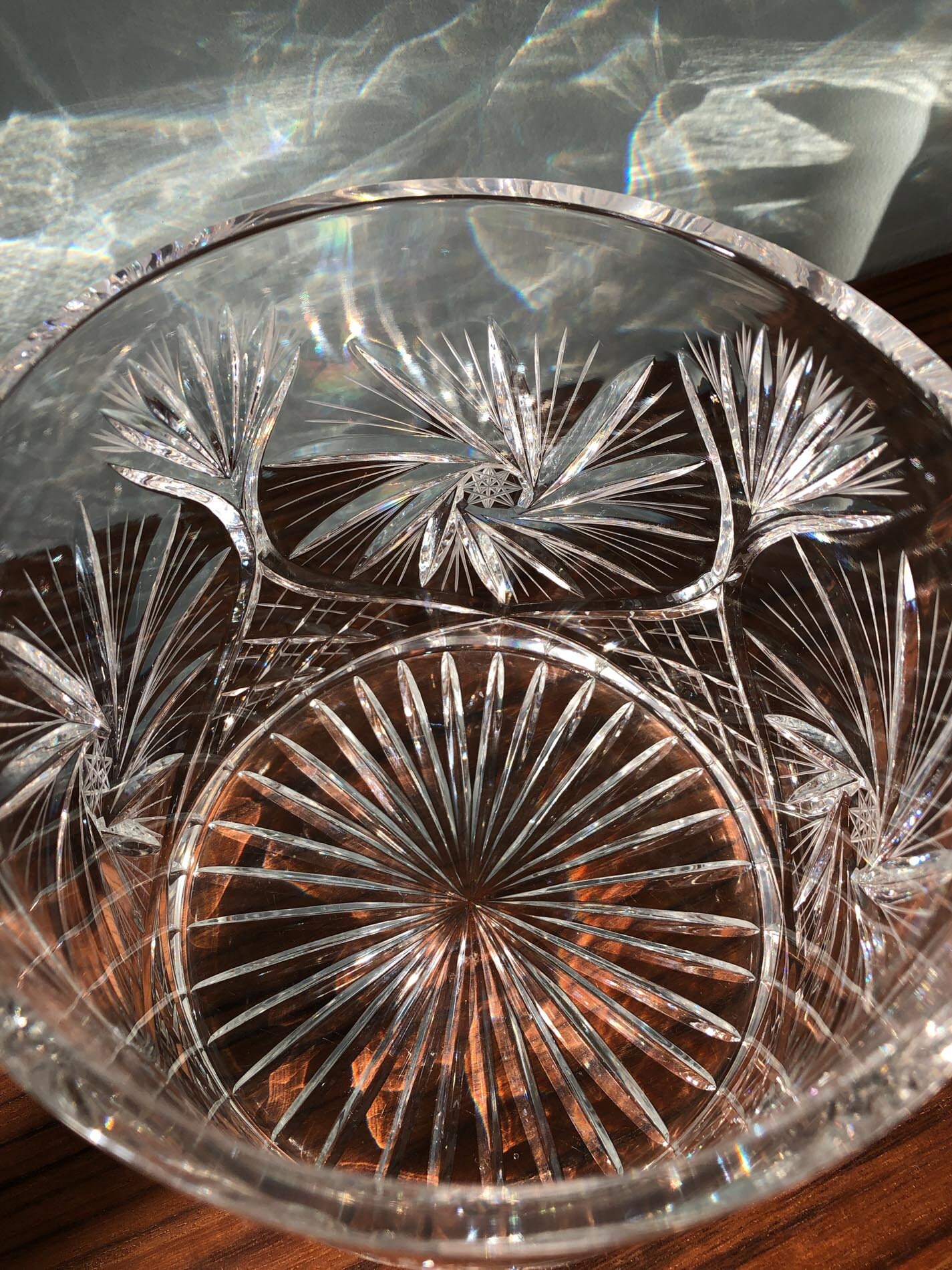 Mid Century Crystal Ice Bucket, W. German Deep Cut Crystal Ice Bucket